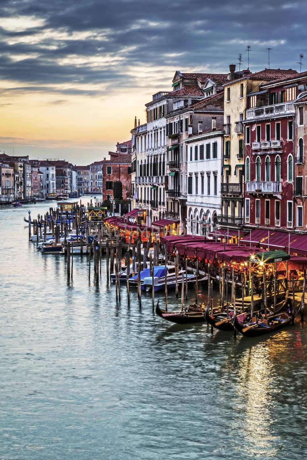 View of famous Grand Canal at sunset, Venice 