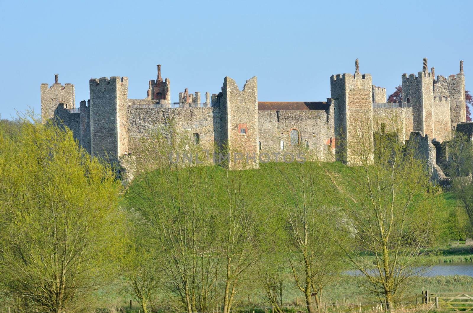 Framlingham castle through trees