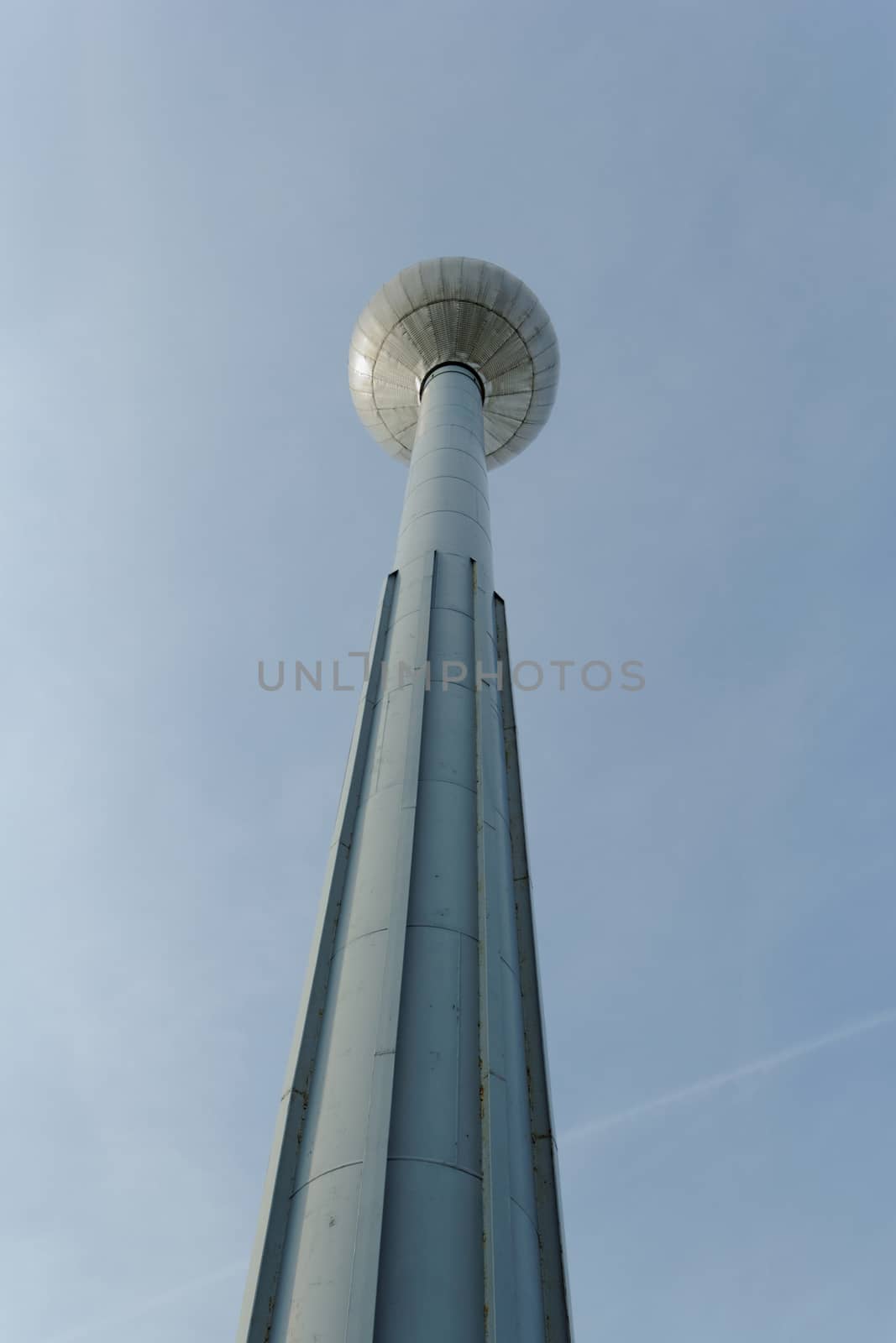 Shot of a water pressure tower made of metal and steel. 