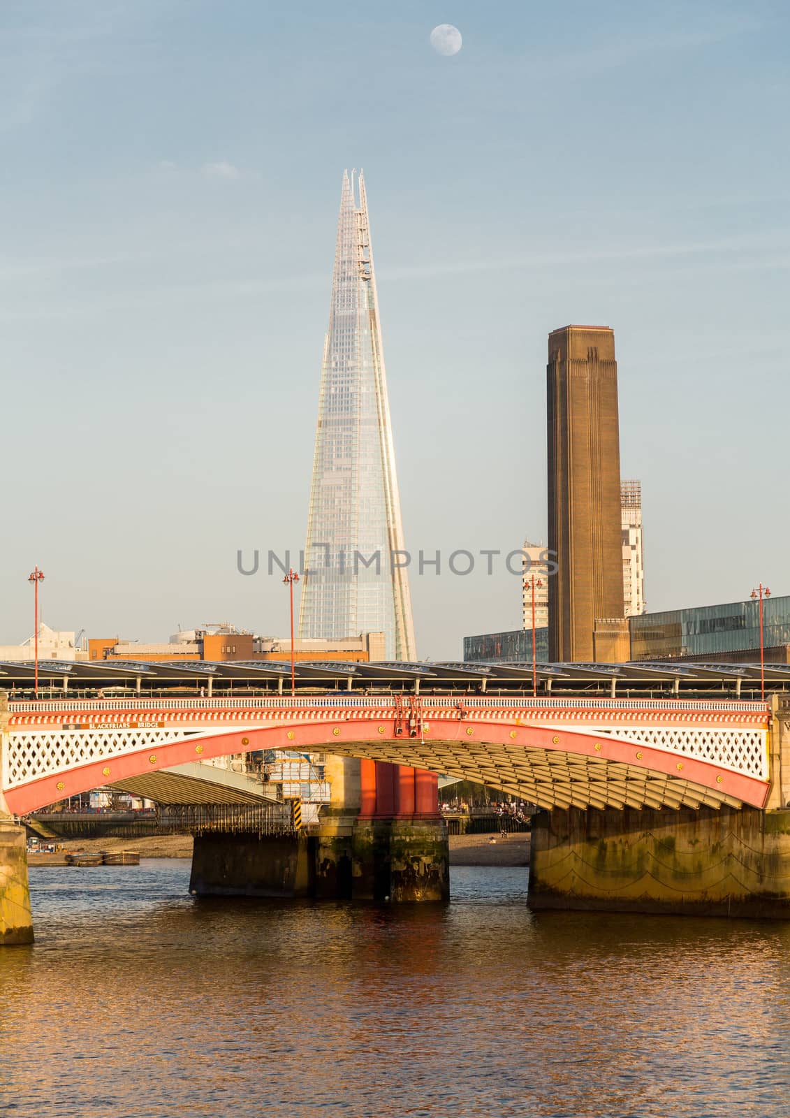LONDON, UK - 23 APRIL: Construction of solar panels on Blackfriars rail bridge on 23 April 2013. When complete, the Blackfriars Bridge will be the world’s largest solar bridge.