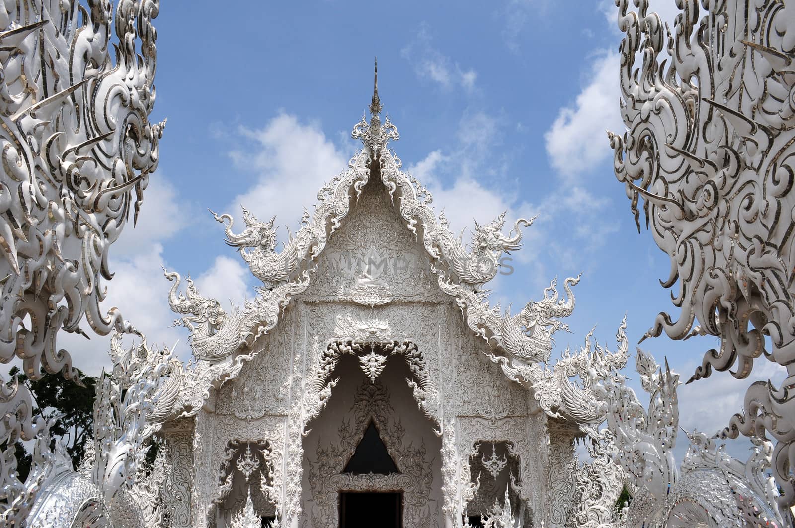 Famous landmark of White Temple in Chiang Rai, Thailand