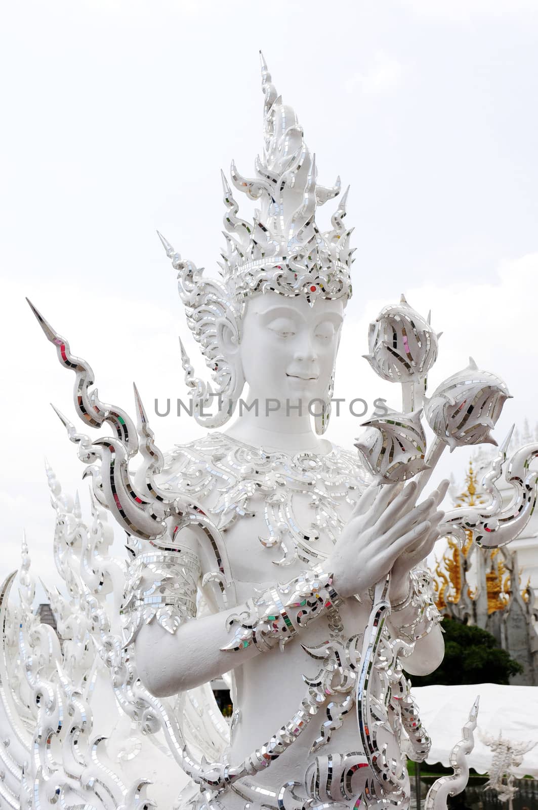 Famous landmark of White Temple in Chiang Rai, Thailand