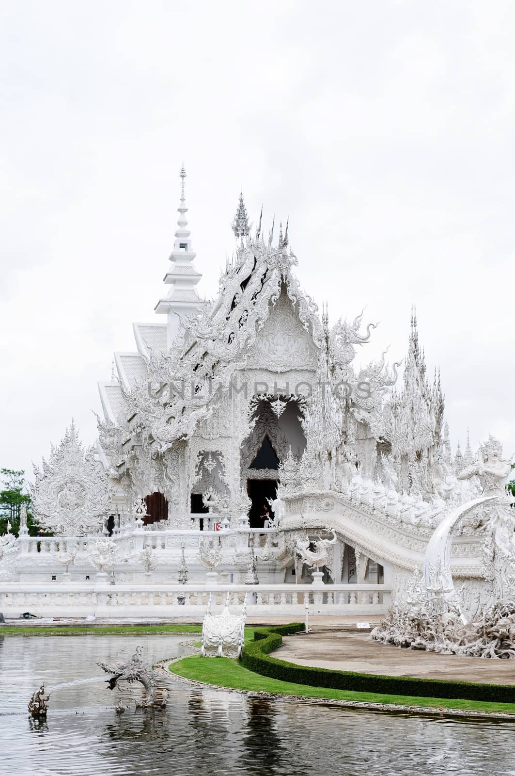 Famous landmark of White Temple in Chiang Rai, Thailand