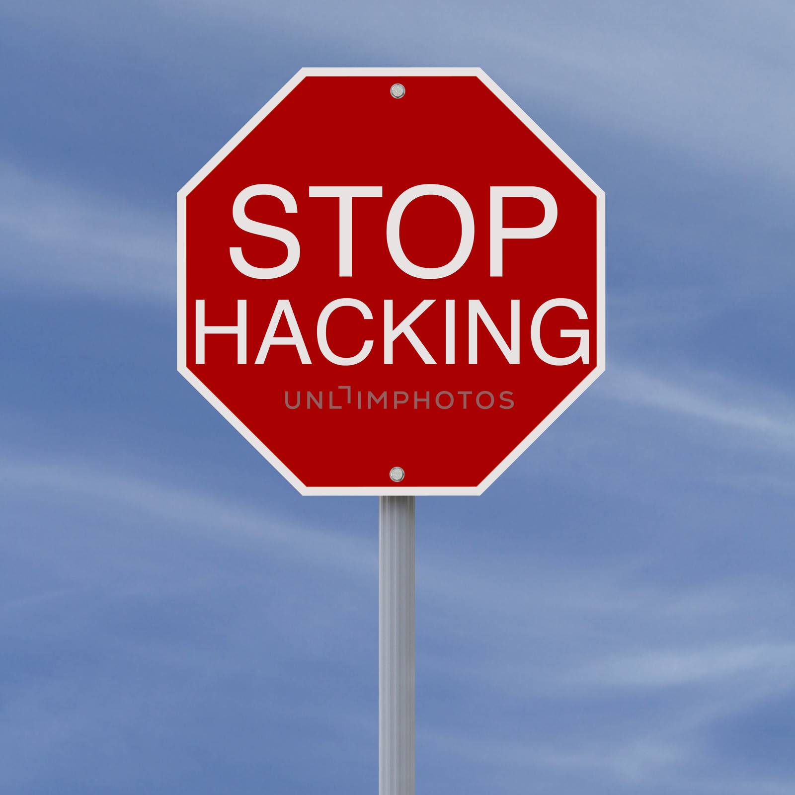 A conceptual stop sign on hacking