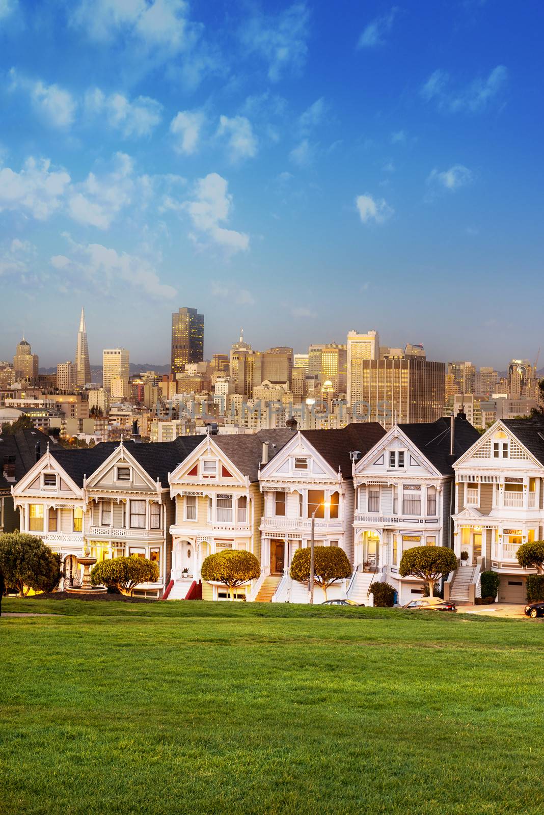 Alamo Square at twilight by ventdusud