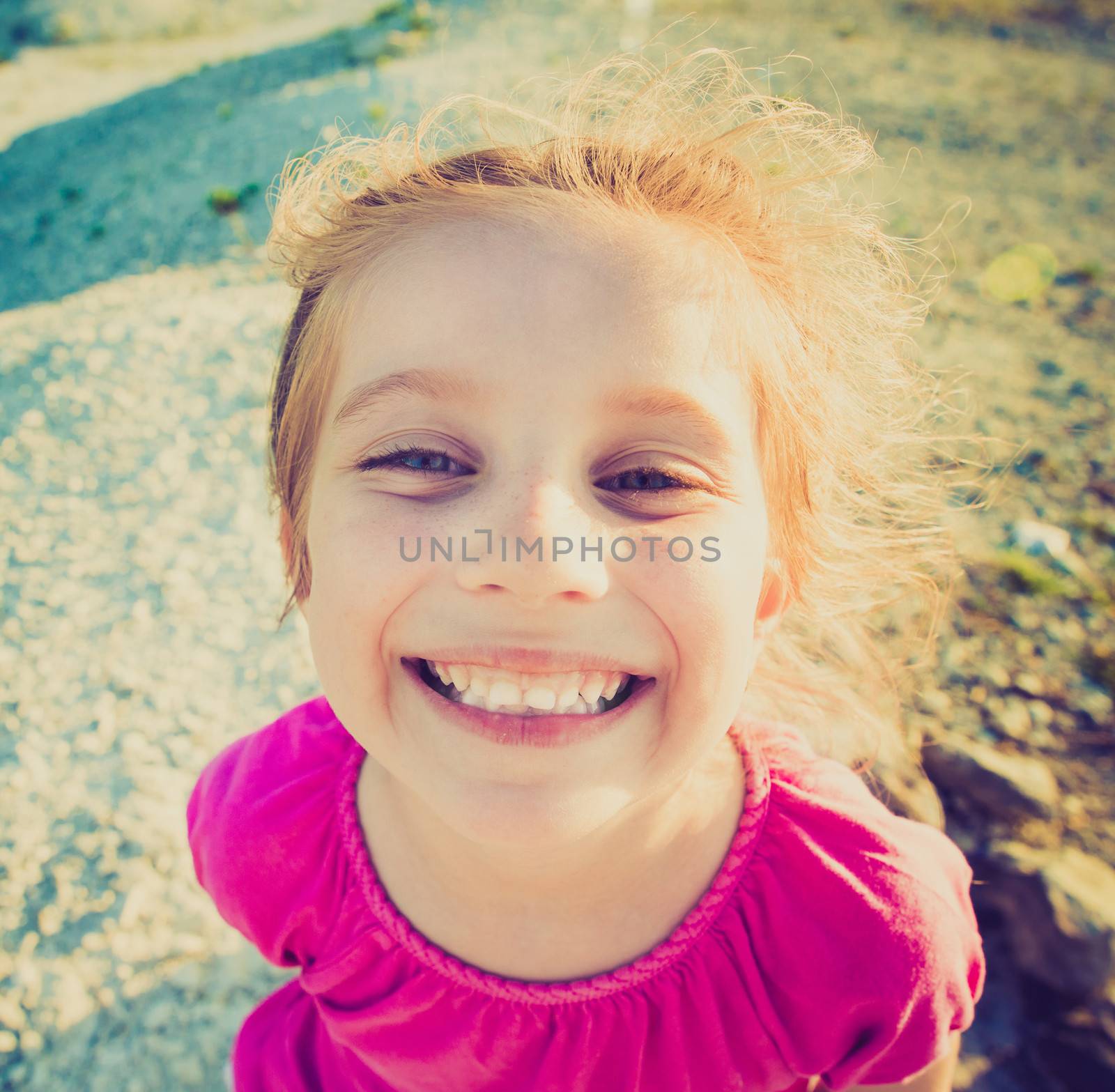 closeup portrait of cute smiling girl