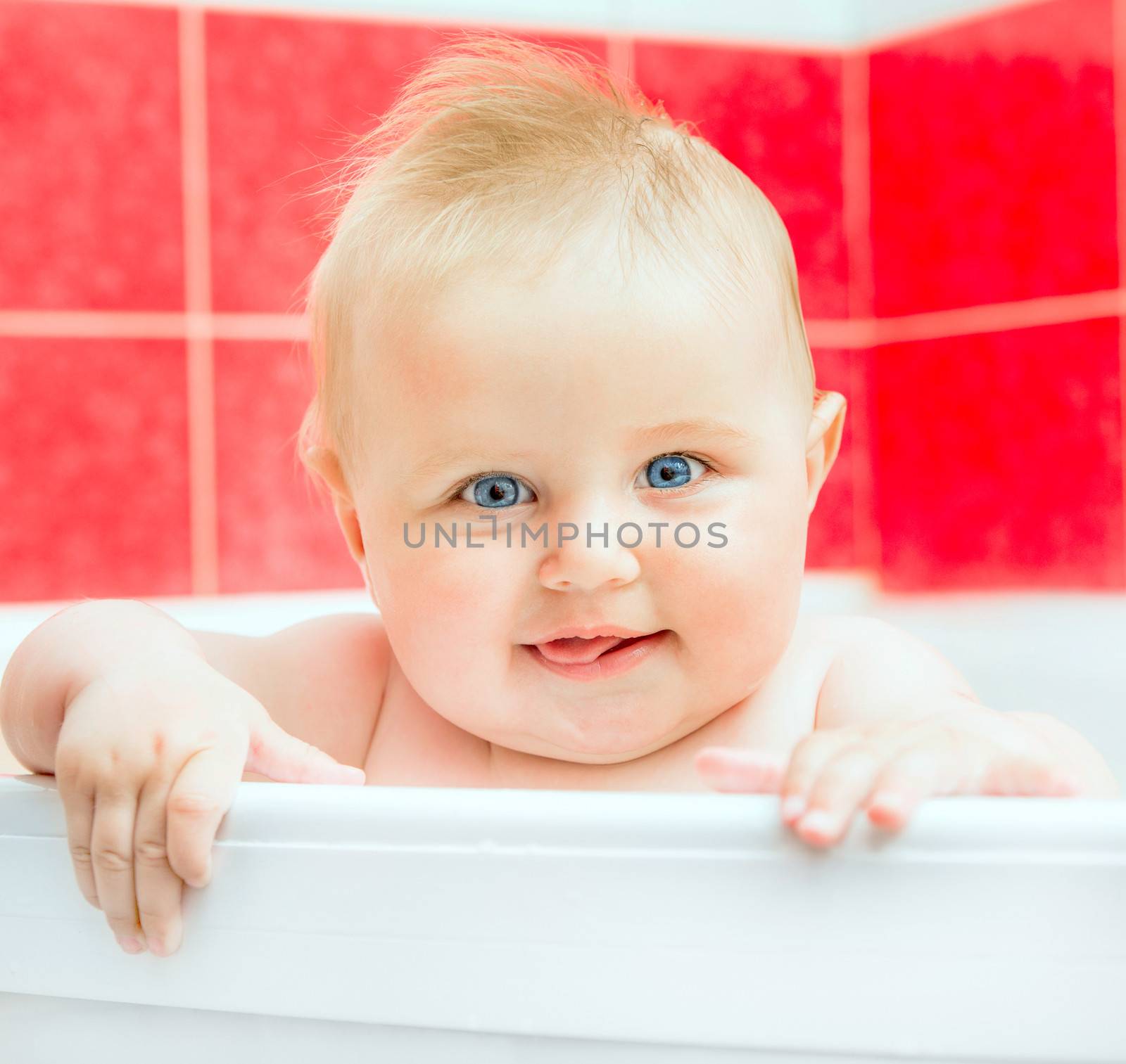 cute smiling baby in bath