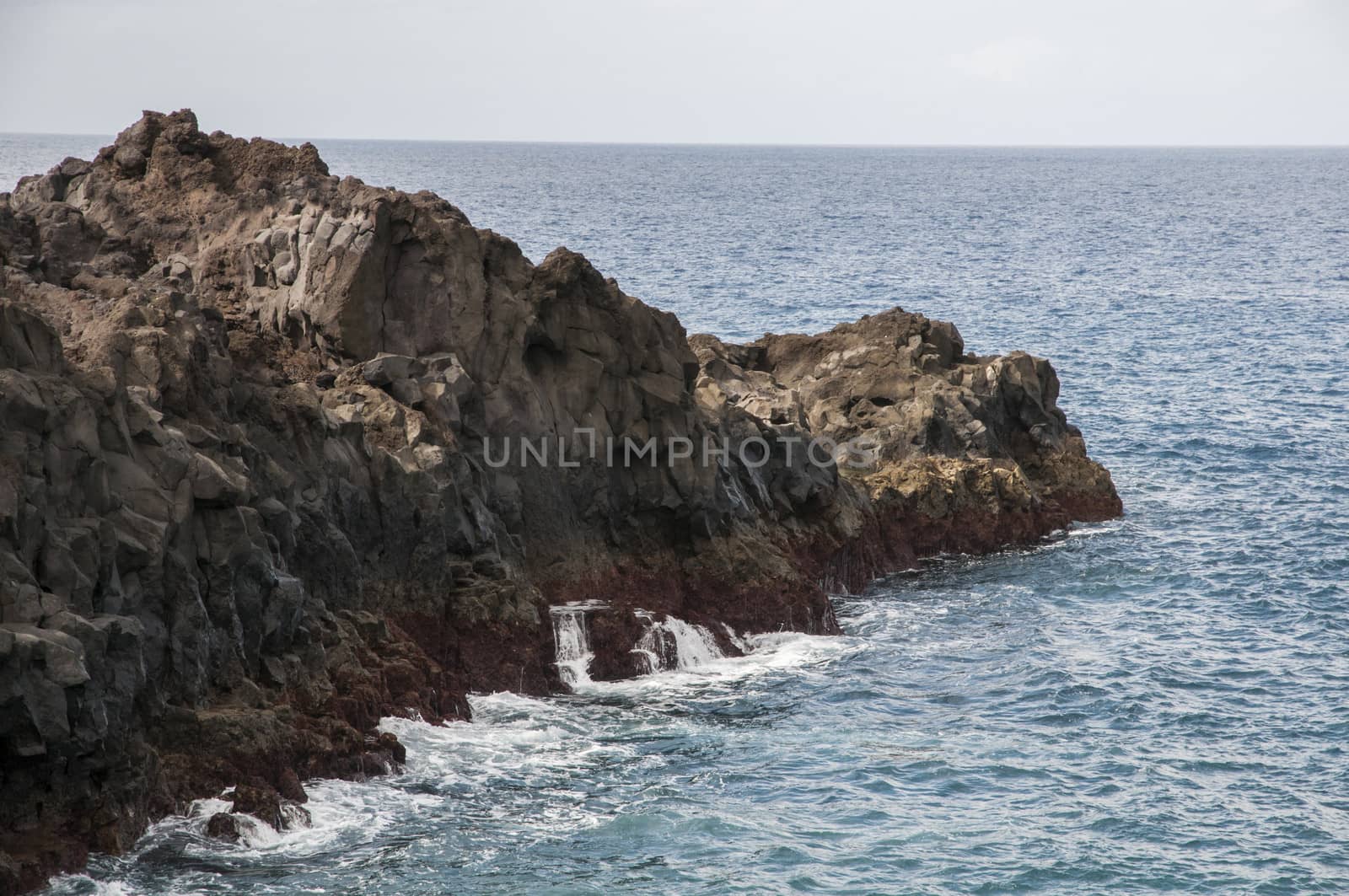 hotbeds of Lanzarote where the water hits the rocks strongly