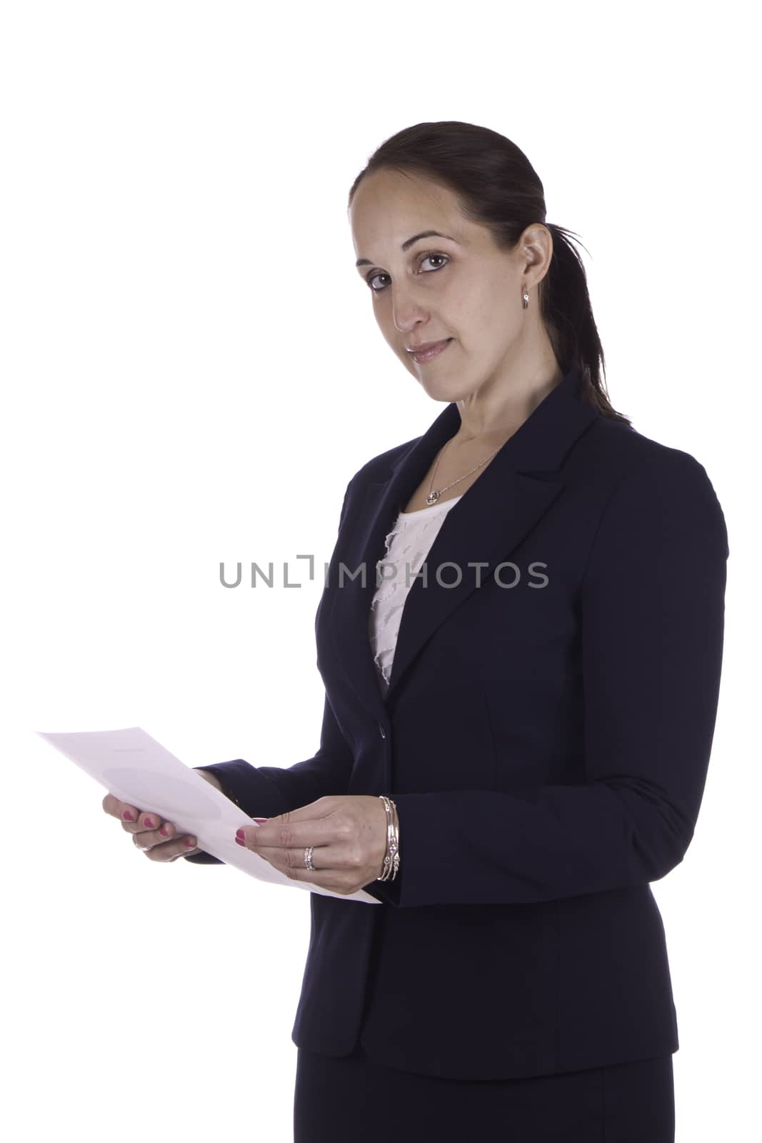 Portrait of a business woman holding a document