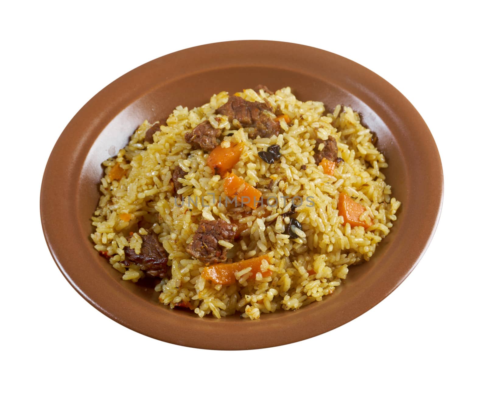 Traditional oriental pilaf.close up