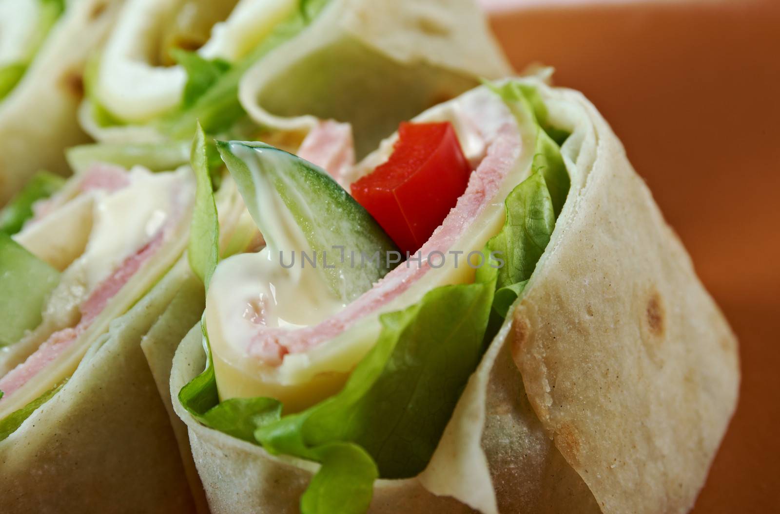 sandwich pita bread roll with cheese by Fanfo