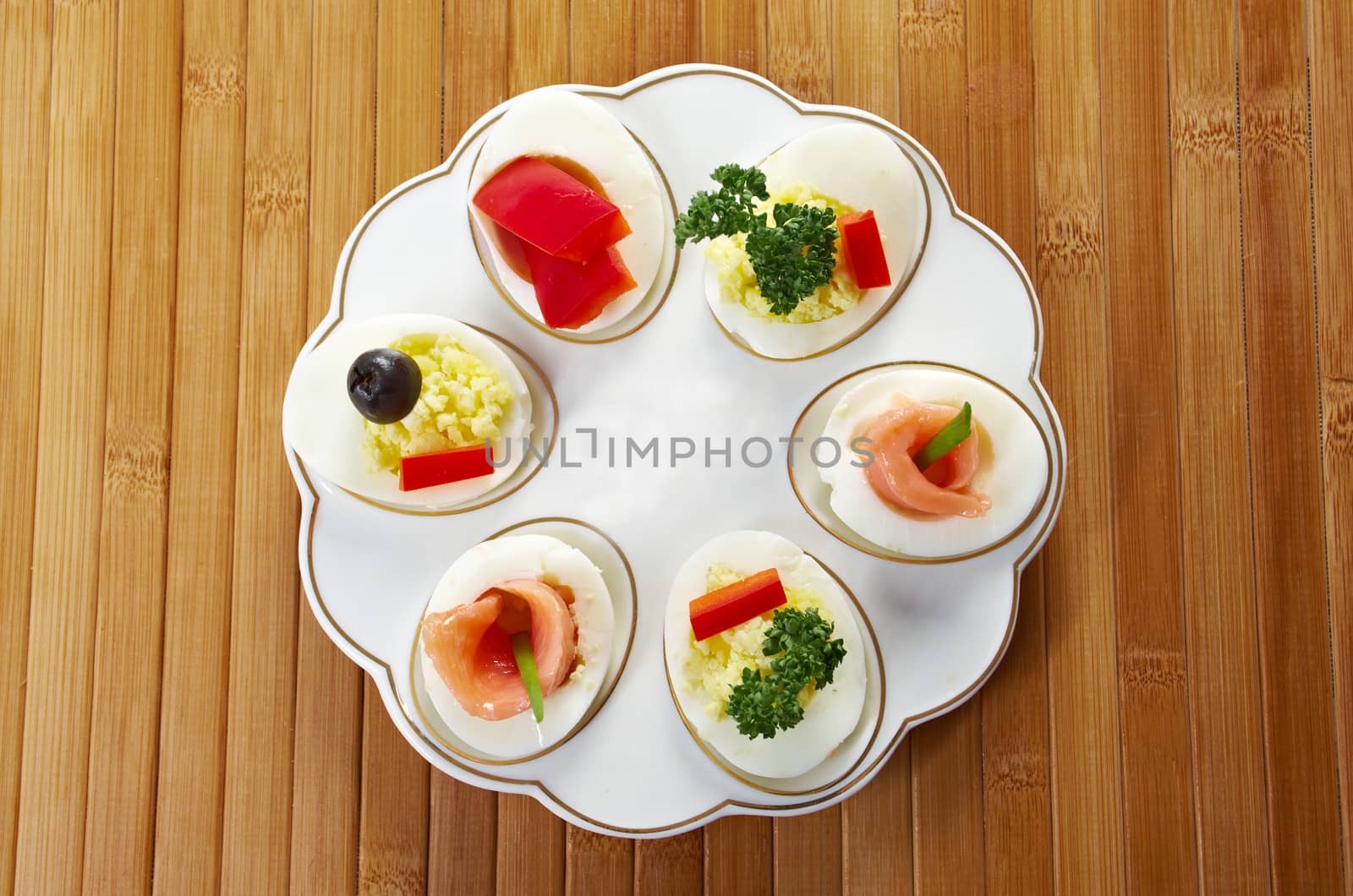 stuffed eggs with salmon, pate