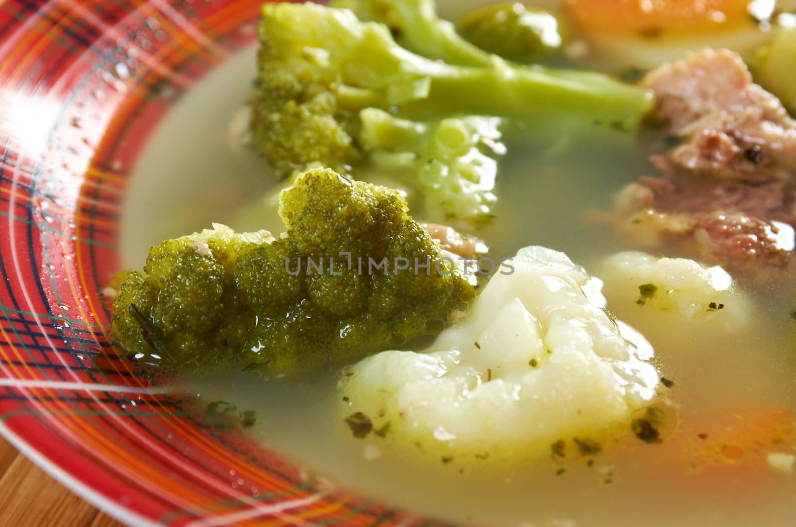 italian  farm-style country vegetables  soup with broccoli 