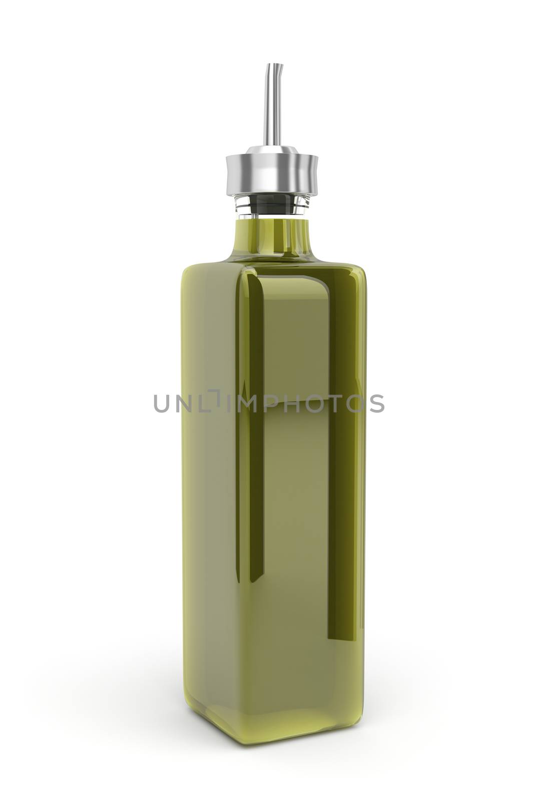 Olive oil bottle on white background