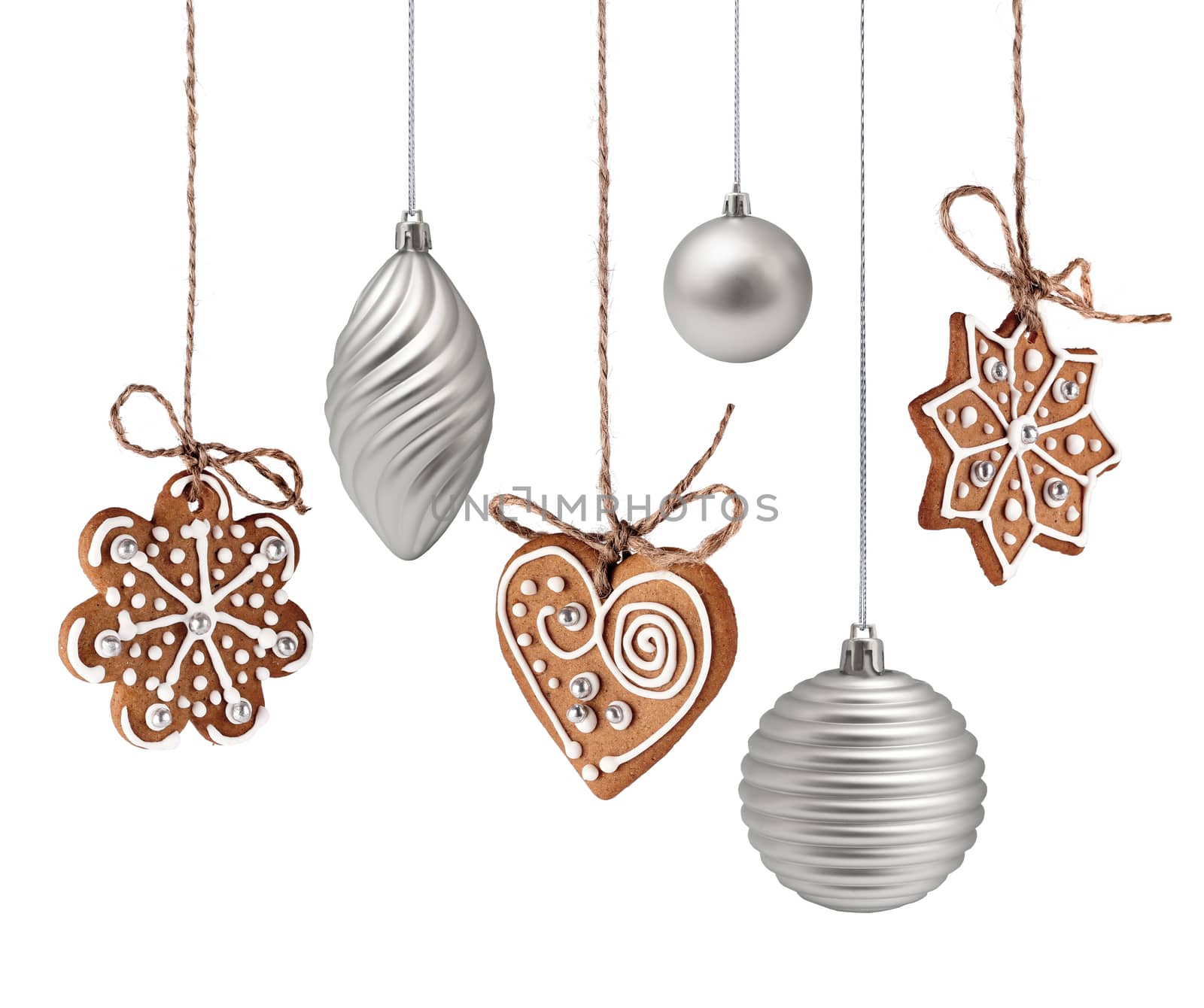 Christmas gingerbreads and decoration hanging by anterovium