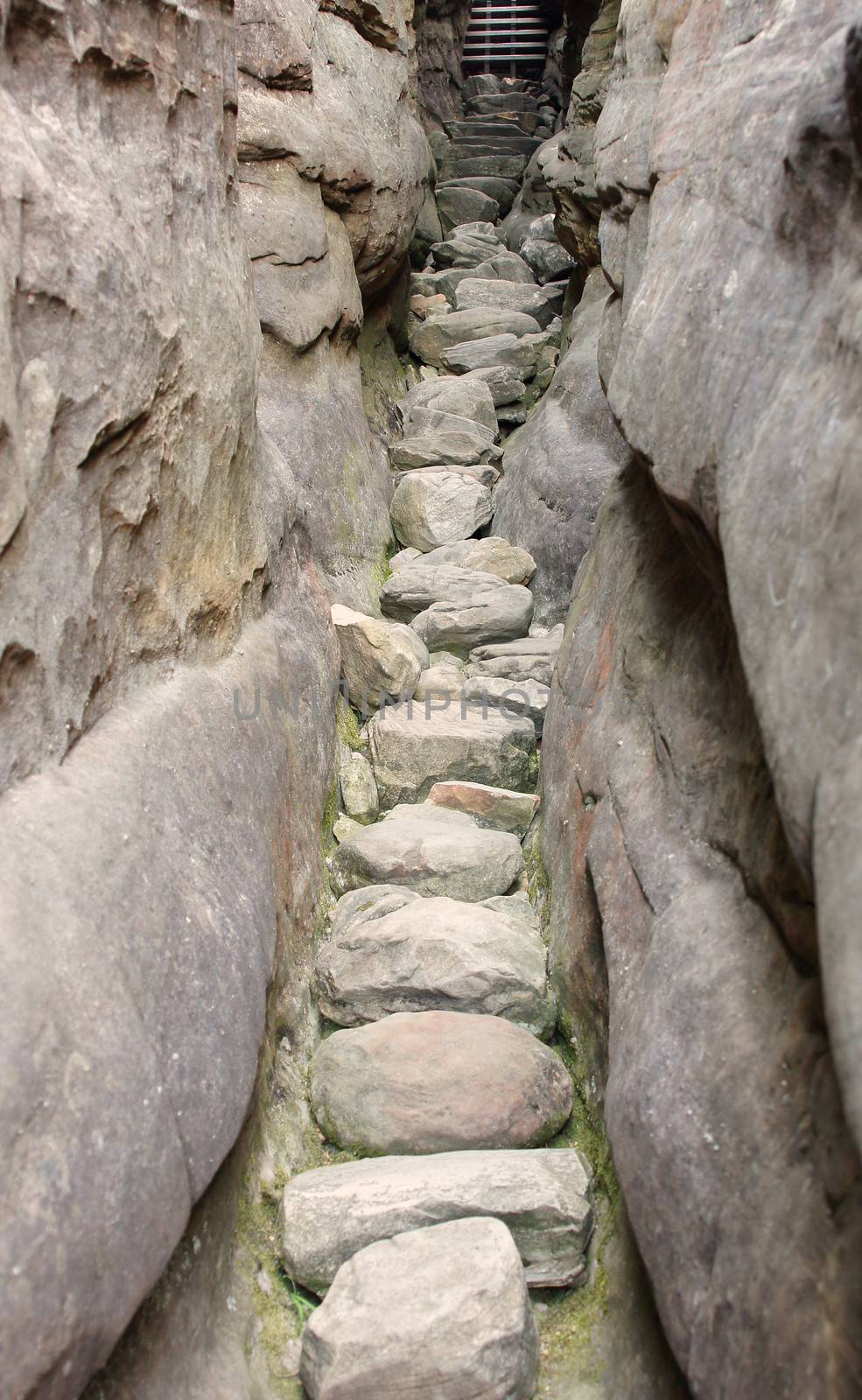 Light at the end of a stony way, silent street, Grampians National Park, Australia