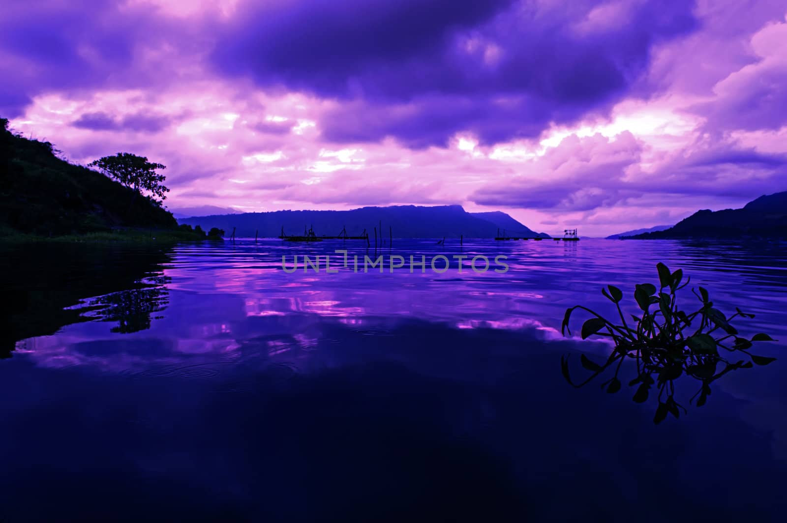 Early Morning on Lake Toba. Samosir Island, North Sumatra, Indonesia.