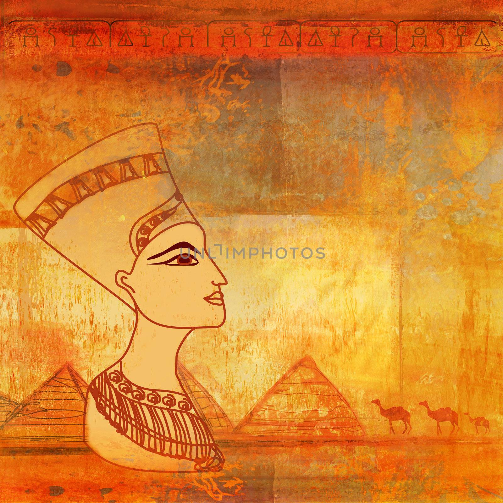 old paper with Egyptian queen by JackyBrown