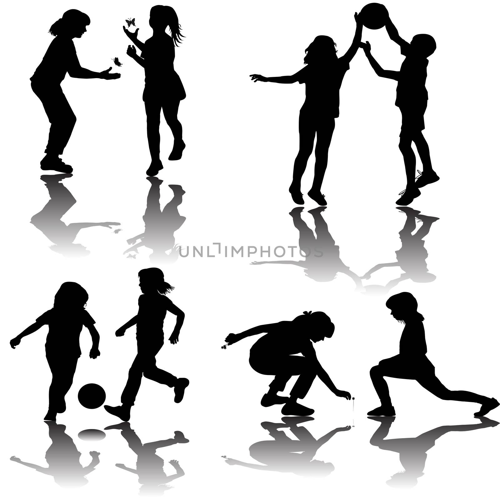 Group of playing children silhouettes by hibrida13