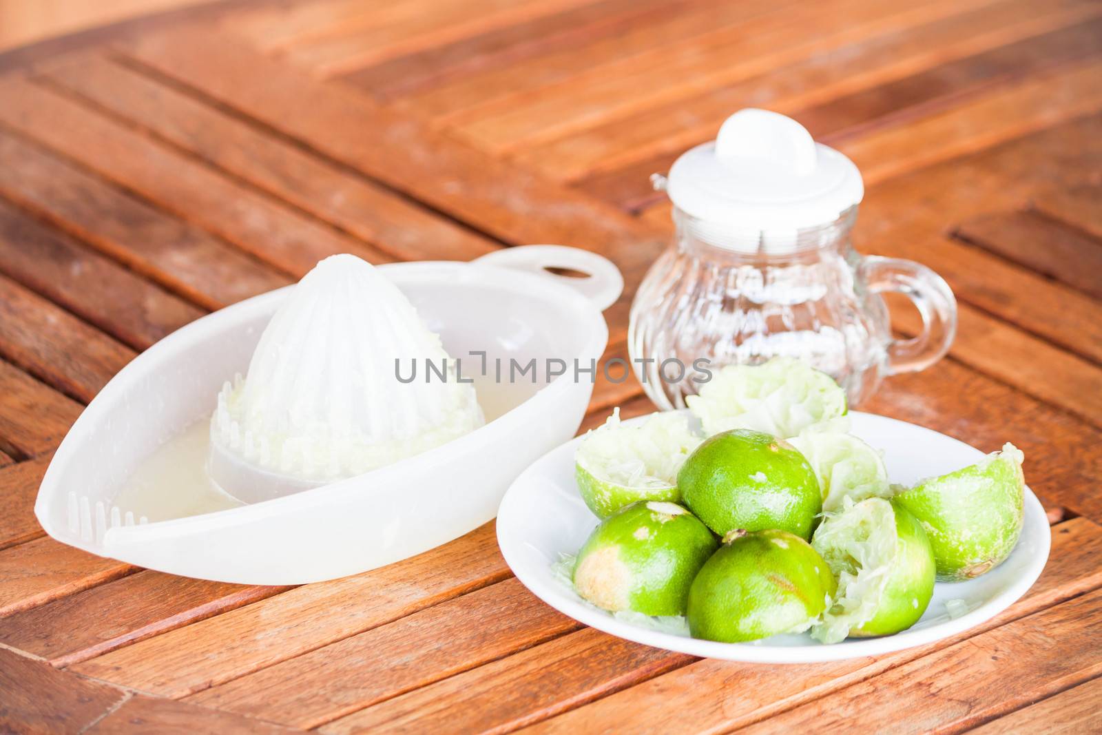 After squashed fresh lime on wood counter