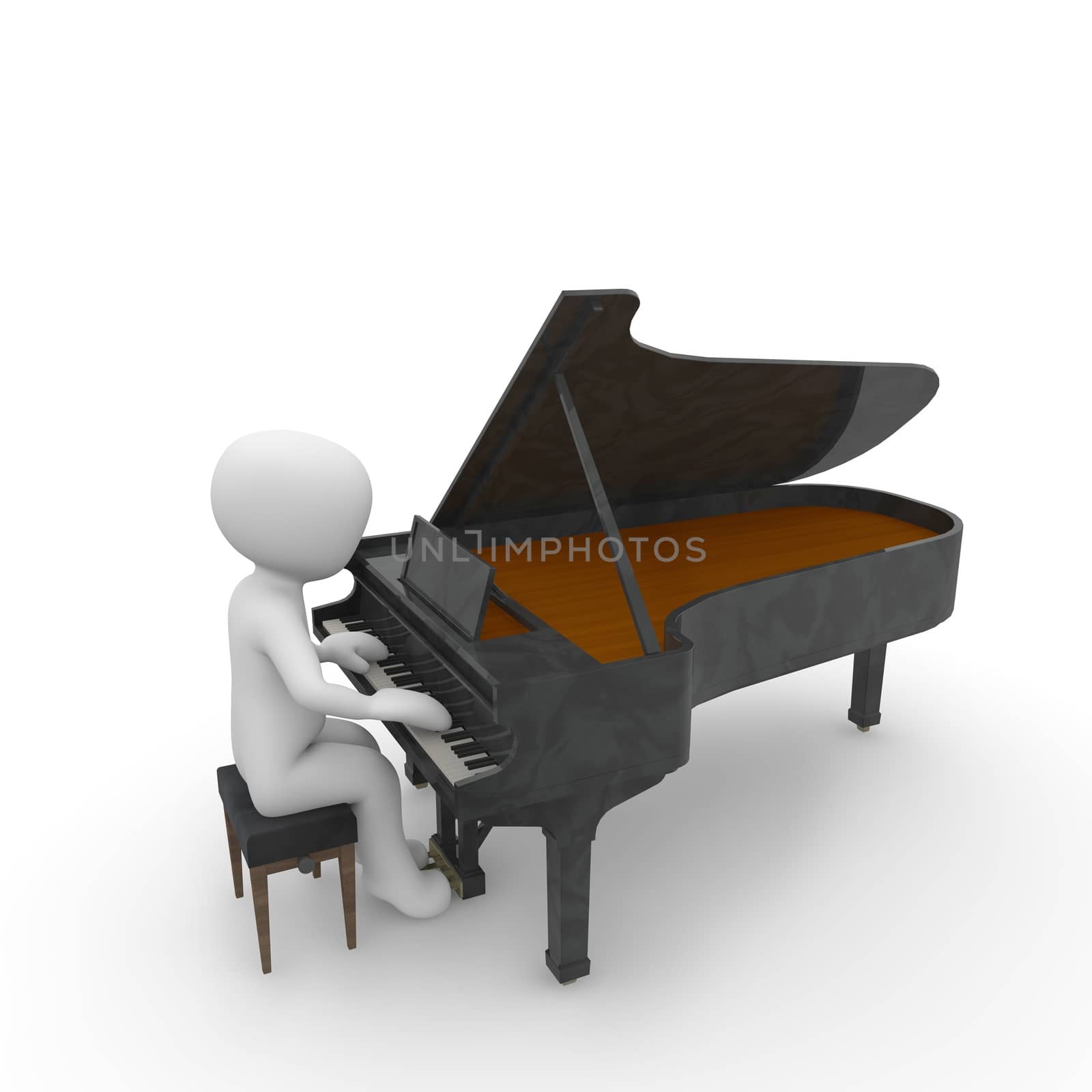 A character plays a beautiful melody on a piano.