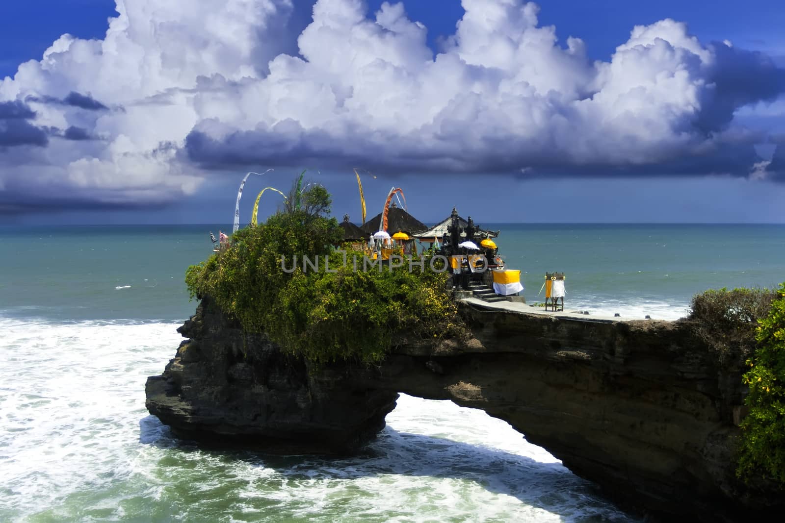 Near Tanah Lot, Bali. Indonesia. Ocean beach. 