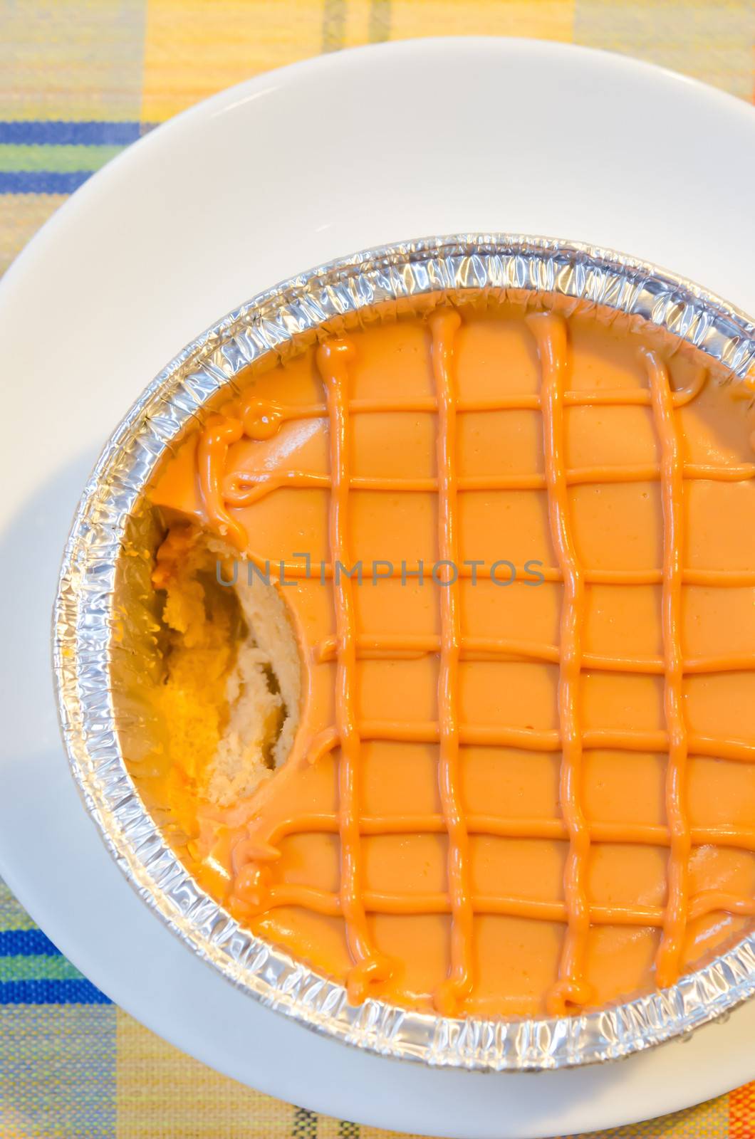 top view  thai tea sponge cake , made from thai tea 