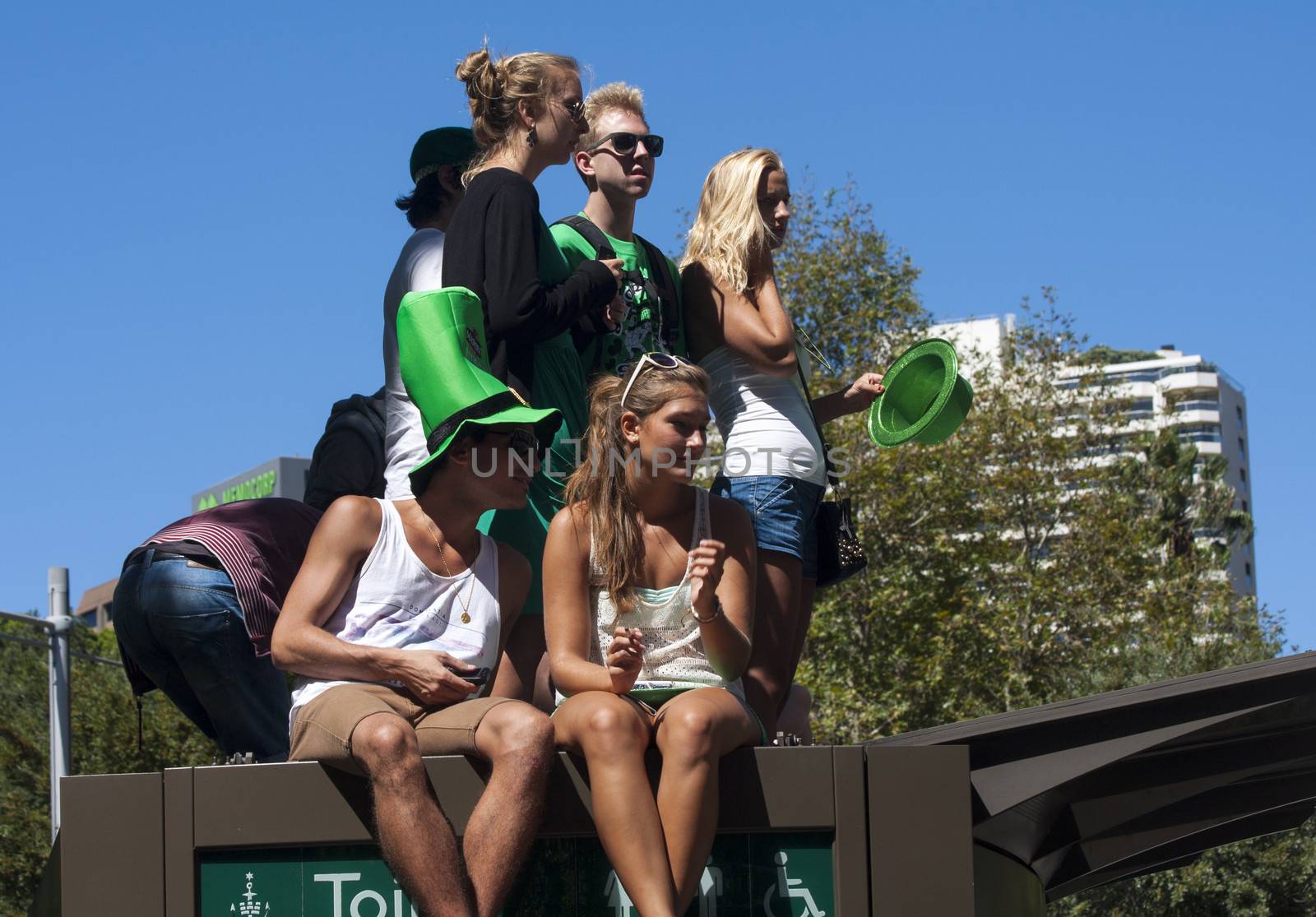 SYDNEY, AUSTRALIA - Mar 17TH: Watching the  St Patrick's Day parade on March 17th 2013. Australia has marked the occasion since 1810