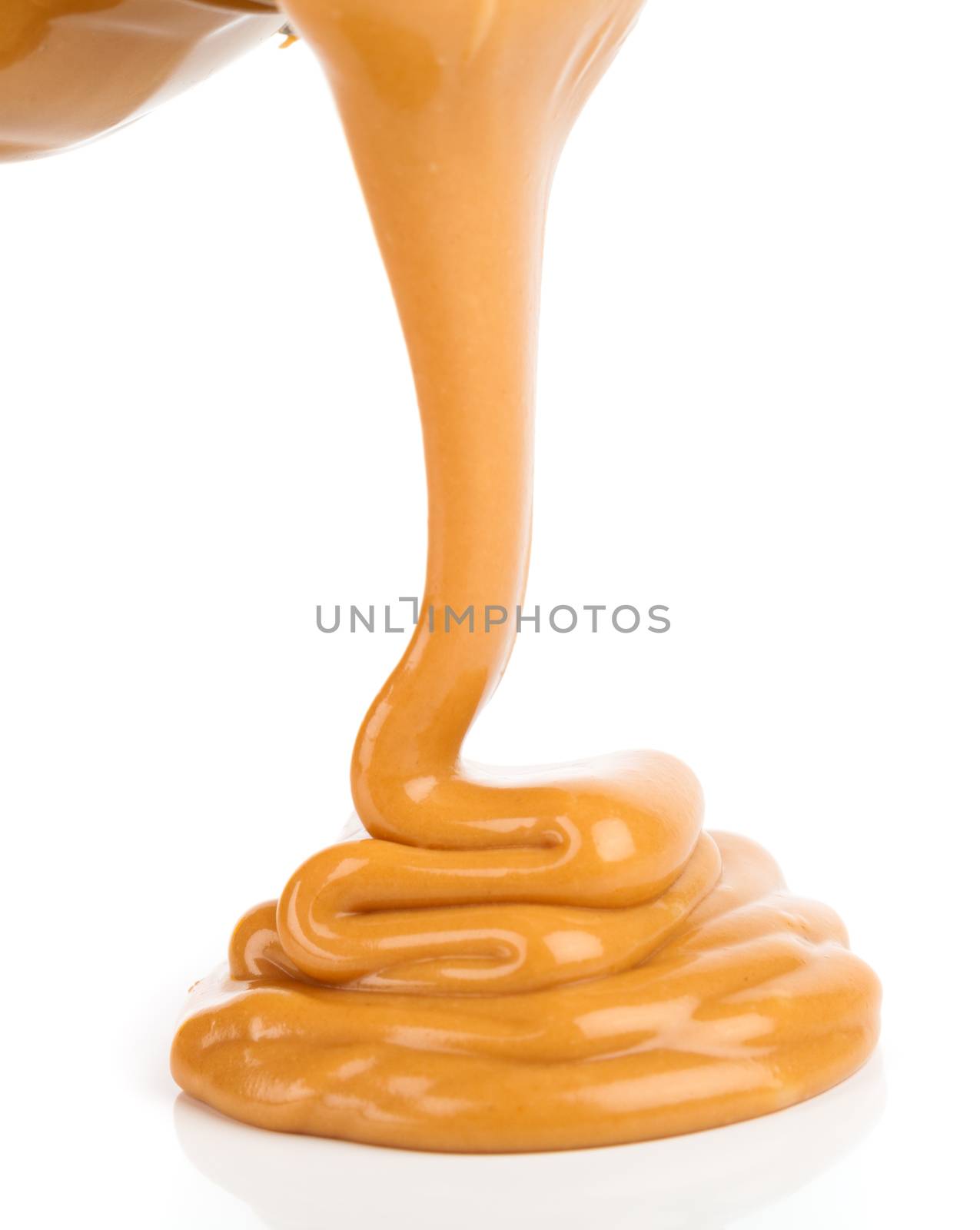 liquid caramel, isolated on white background