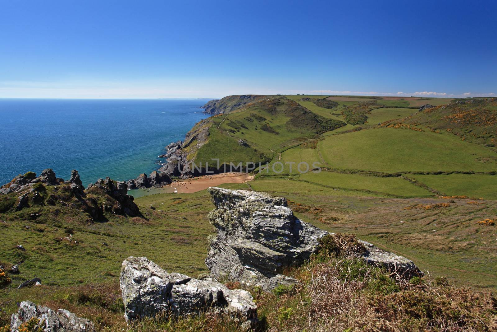 Soar mill cove beach and cliffs south Devon England UK