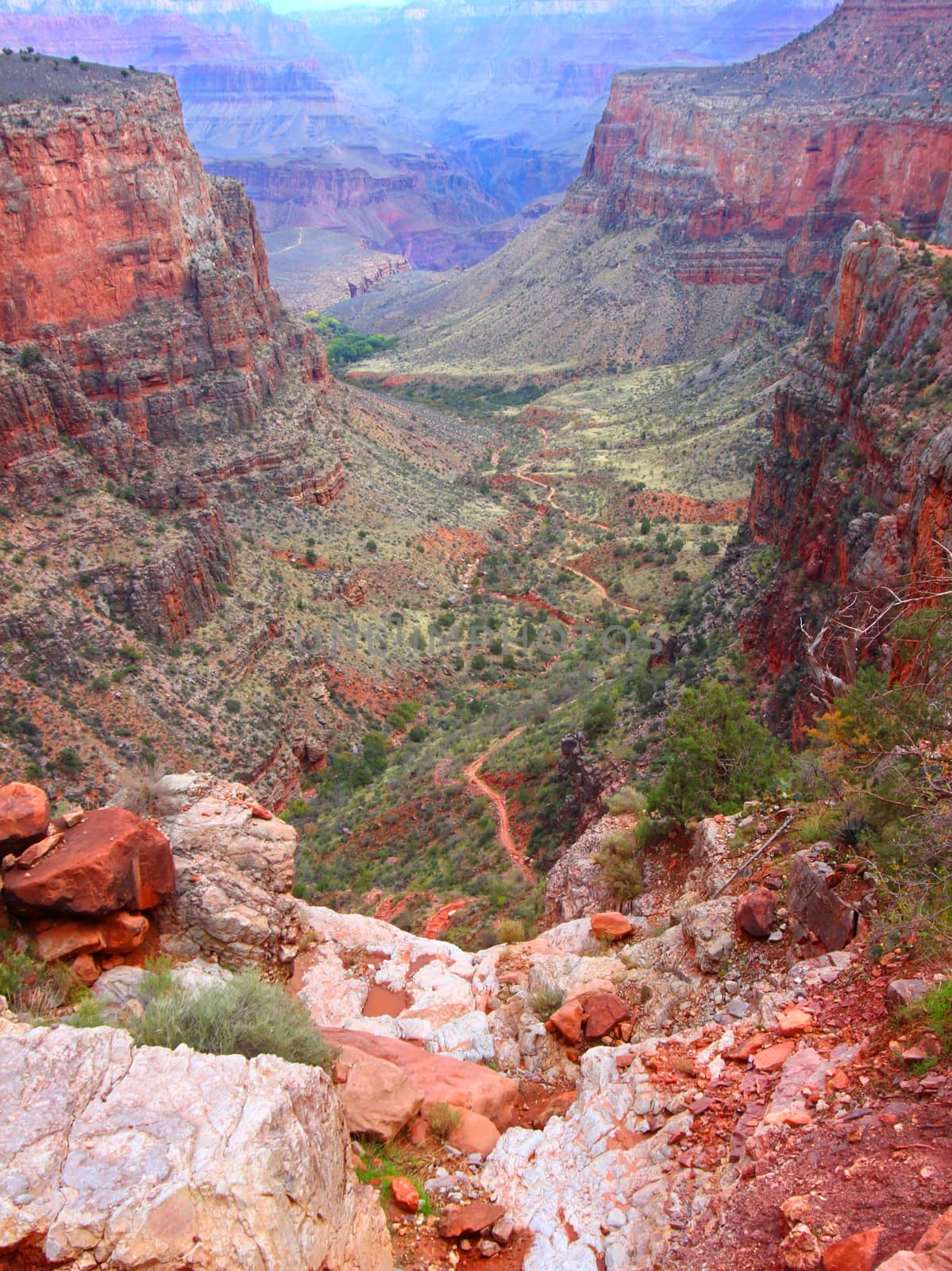 Bright Angel Trail winds into the Grand Canyon of northern Arizona.