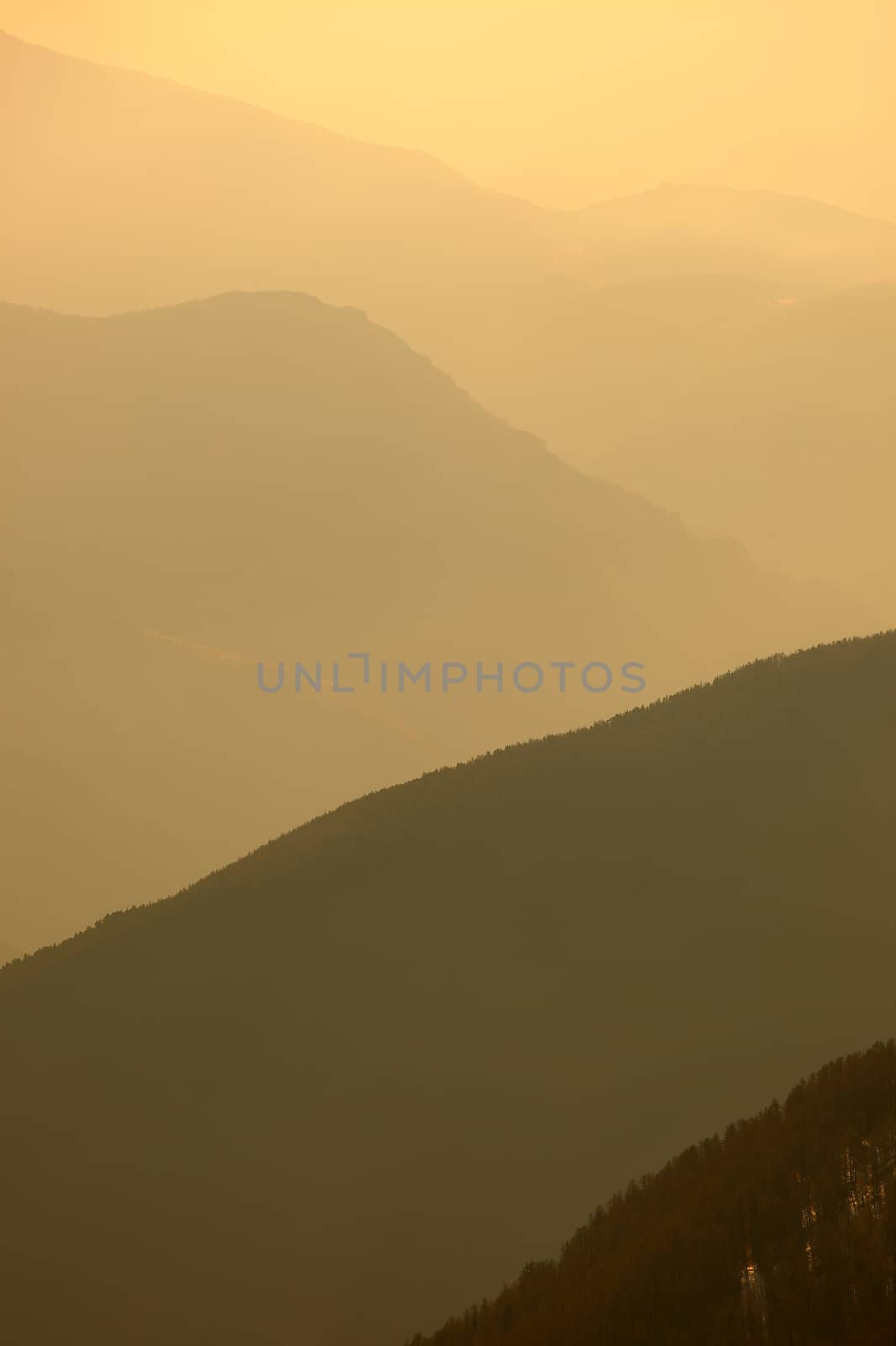 Mountain lines background with twilight sky