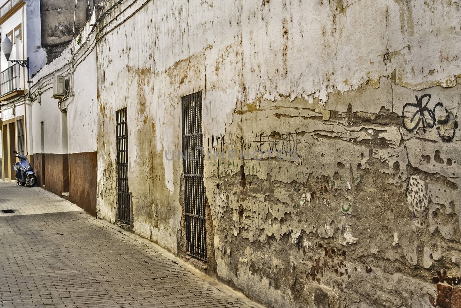 Merida, November 2012.Downtown street  in Merida, capital of Extremadura region in Spain. Merida is the capital city of Extremadura region in Spain. 60,000 population. Founded at Roman Empire I century B. C.