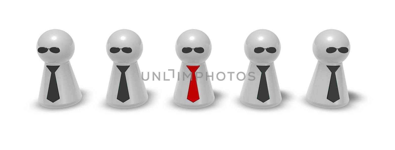 play figures with tie and sun glasses - 3d illustration