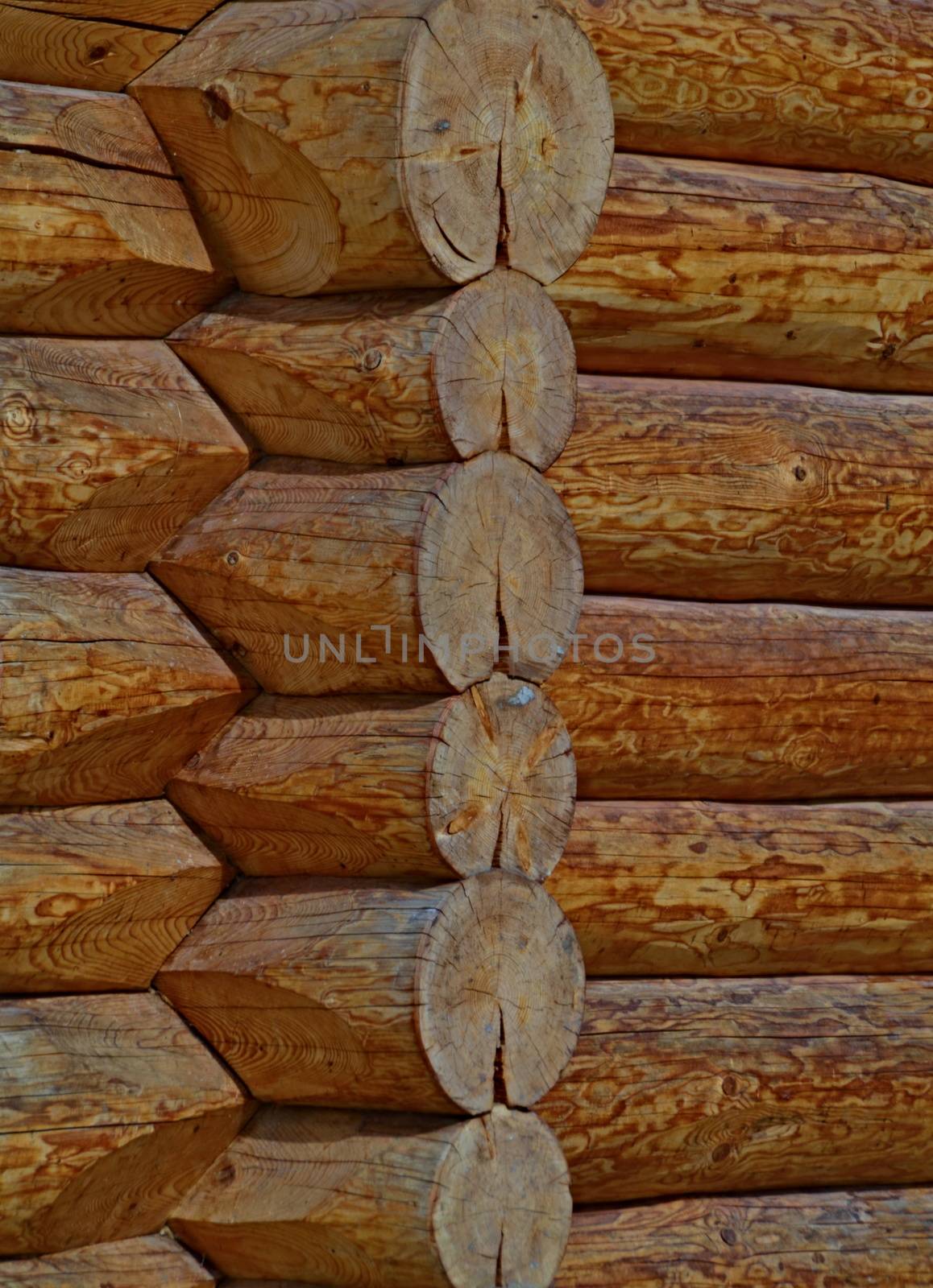 background or texture of wooden house corner joints