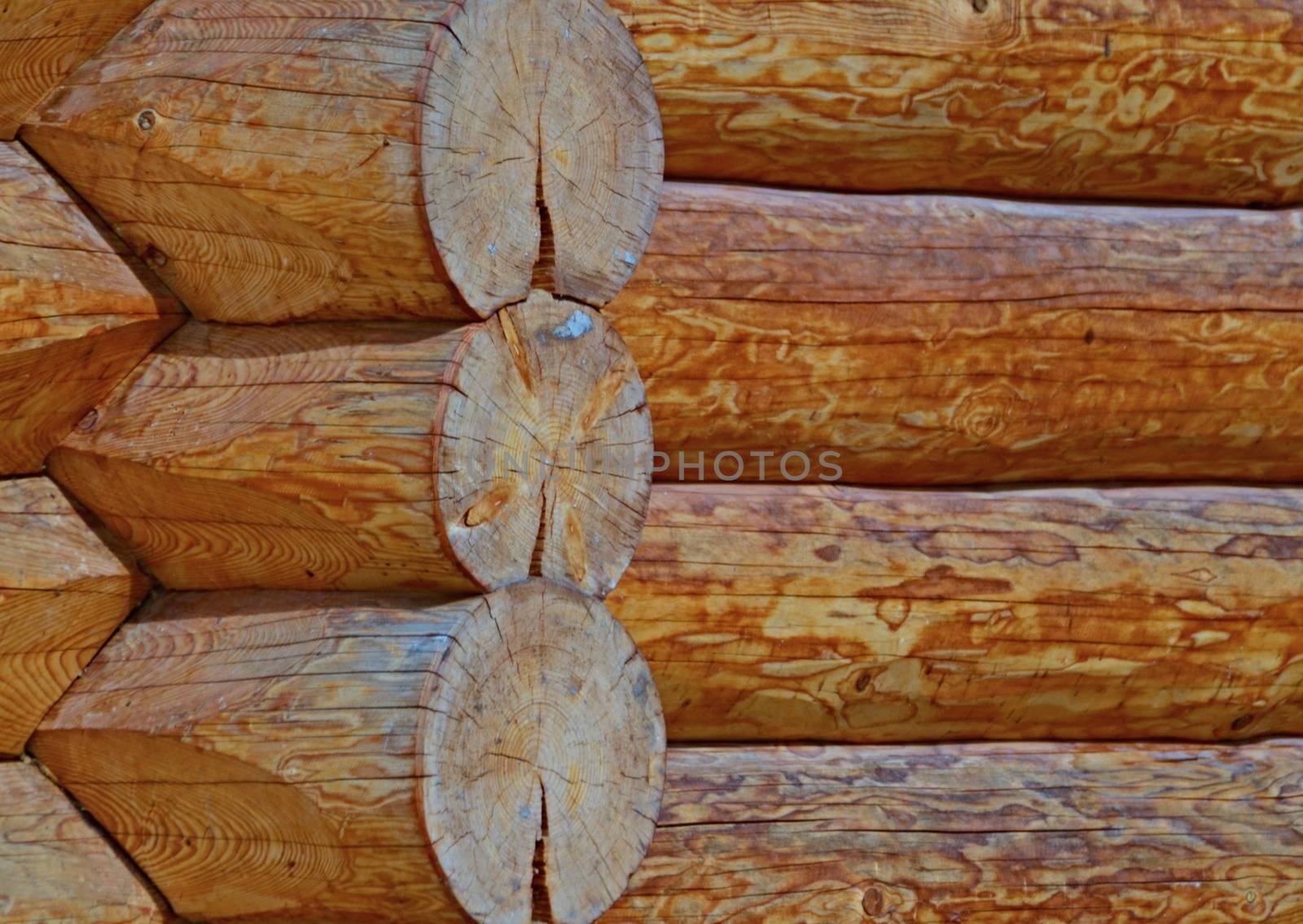 background or texture of wooden house corner joints