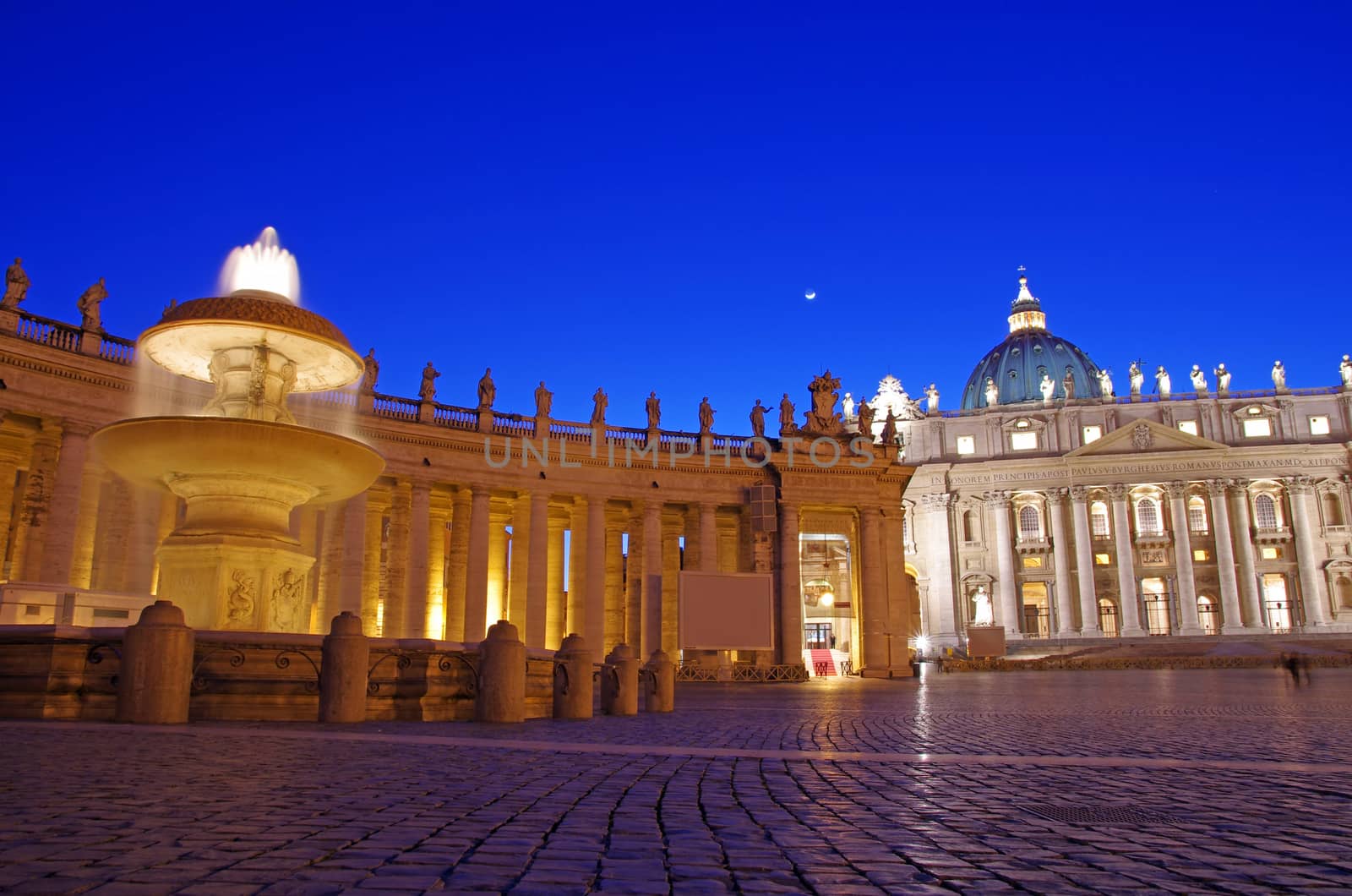 Night scene in Saint Peter Square in Vatican