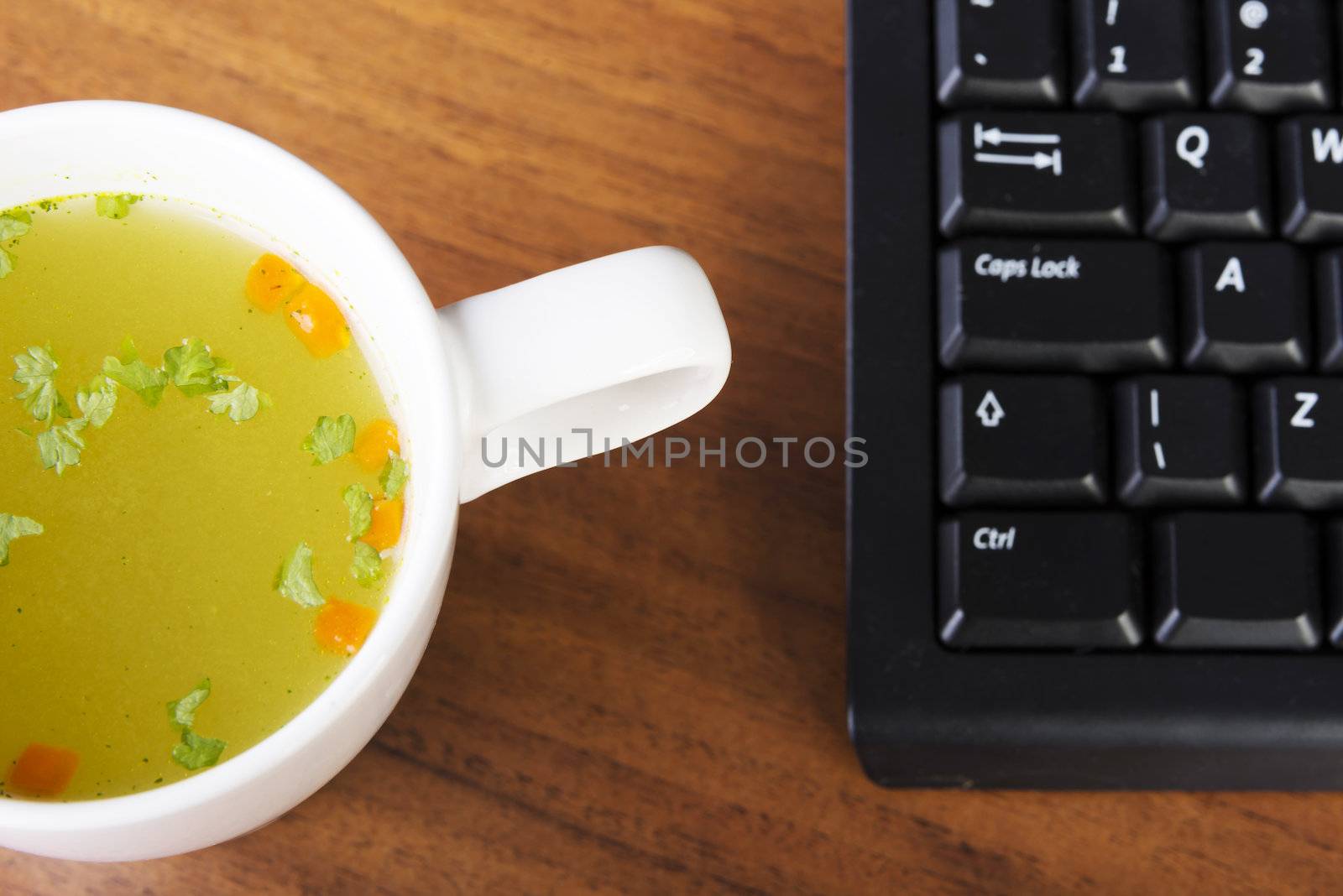 Hot soup cup at work.