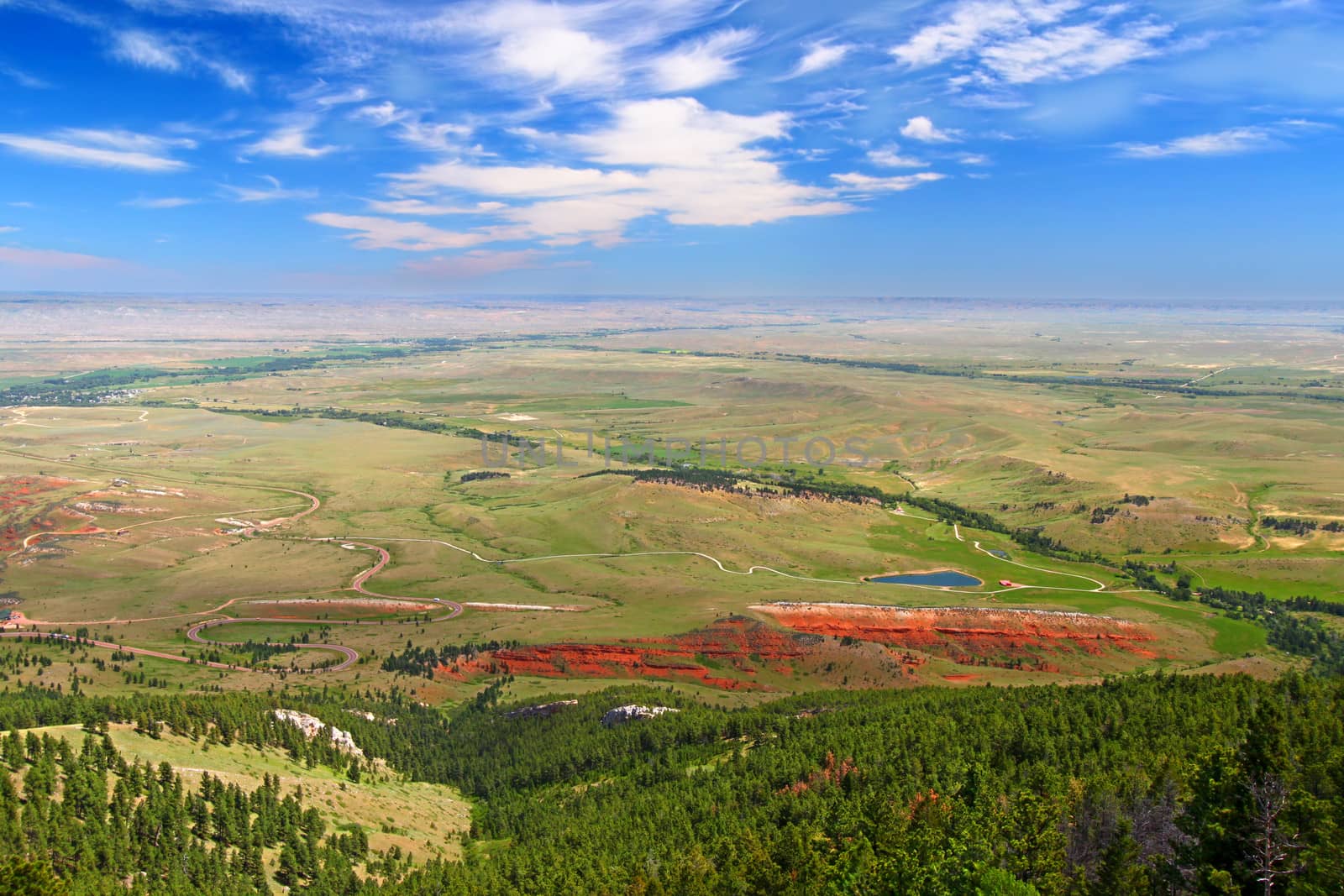 Sweeping view of the Wyoming countryside from the Bighorn National Forest.