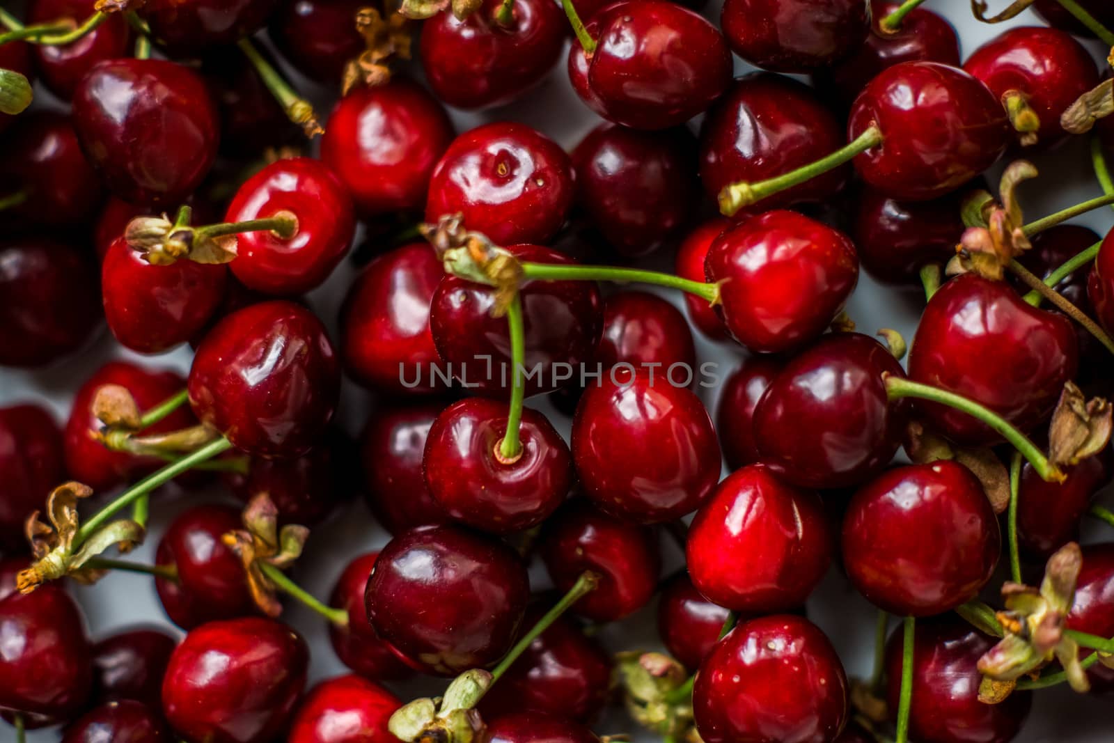 beautiful, juicy, red cherries close-up