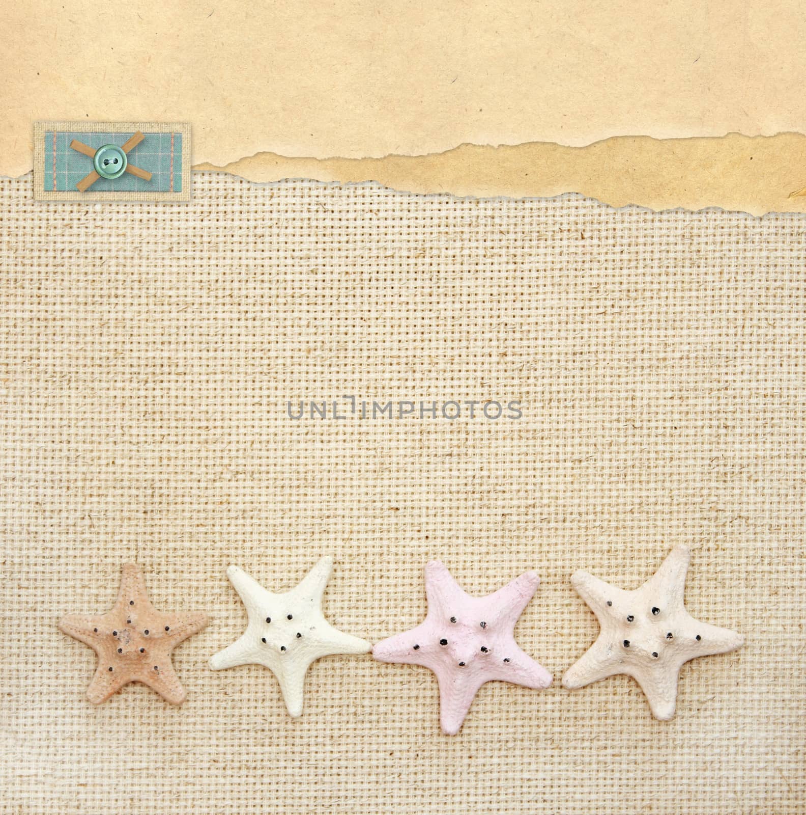 Starfishes on canvas texture by frenta