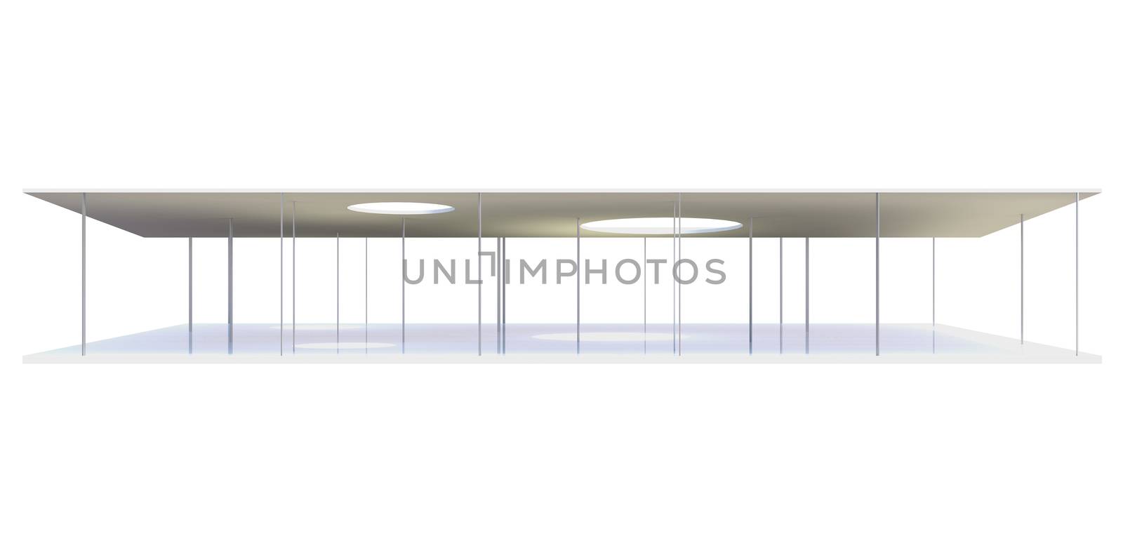 Elevation of Conceptual modern building on white background