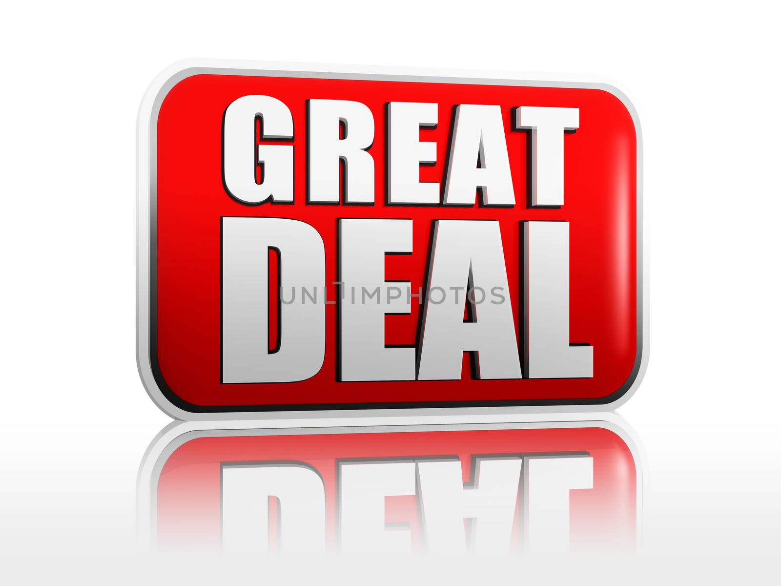 Great deal red 3d banner with white text