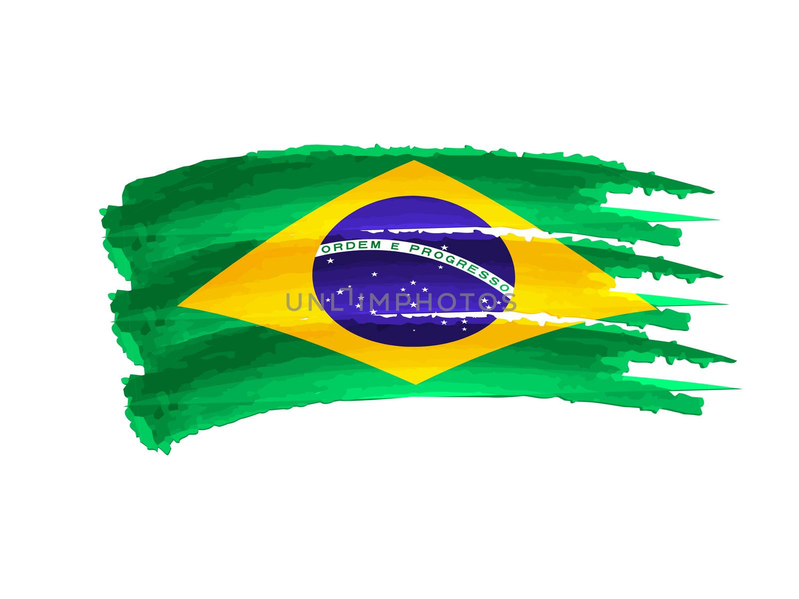 Illustration of Isolated hand drawn Brazilian flag