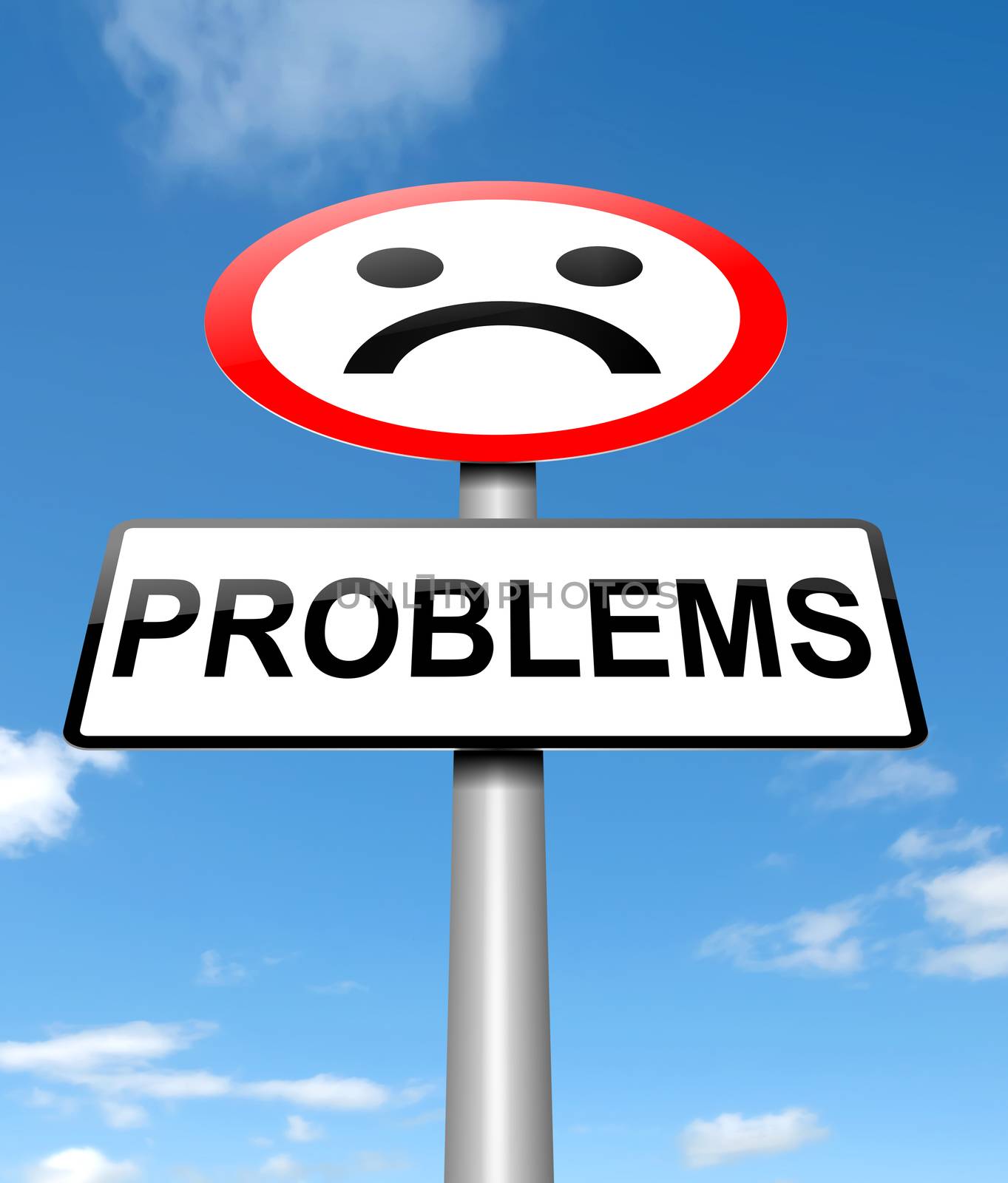 Illustration depicting a sign with a problem concept.