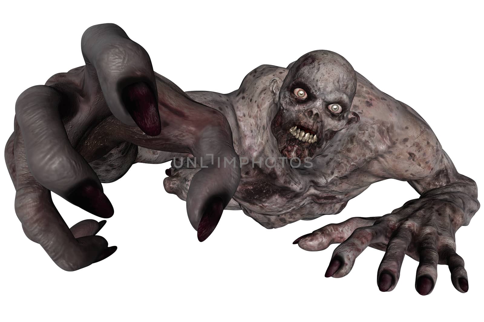 3D rendered illustration of undead creature on white background isloated