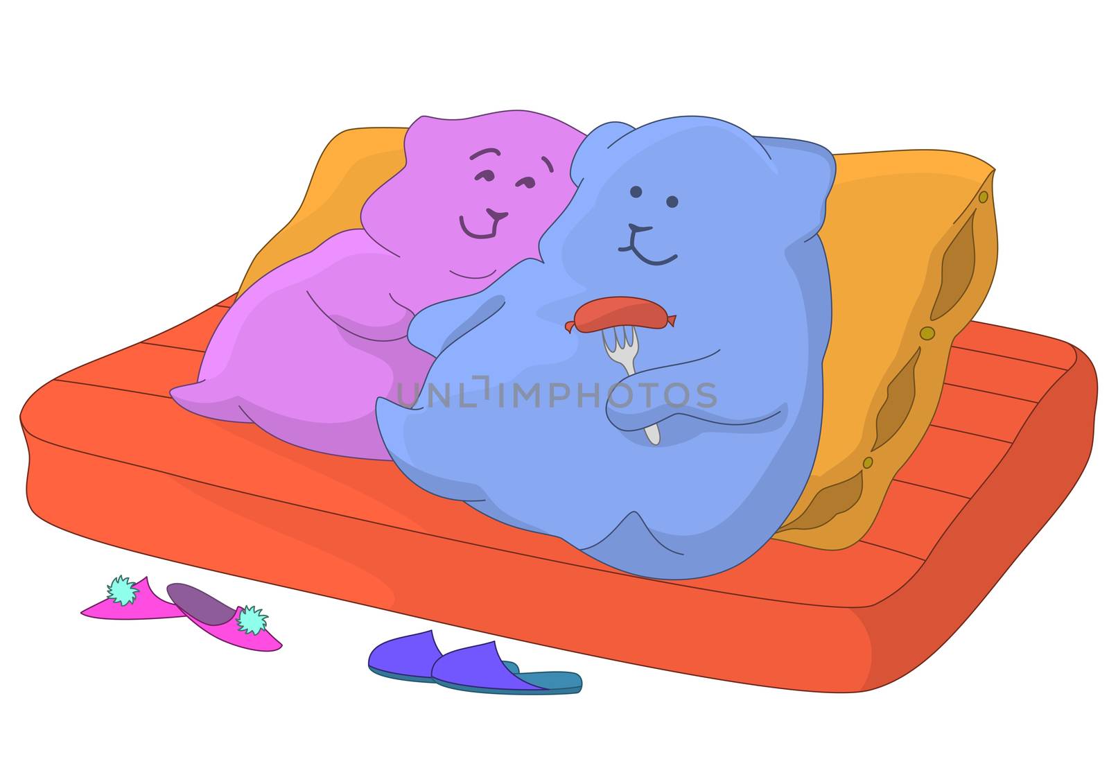 Pillows. Family on a sofa by alexcoolok