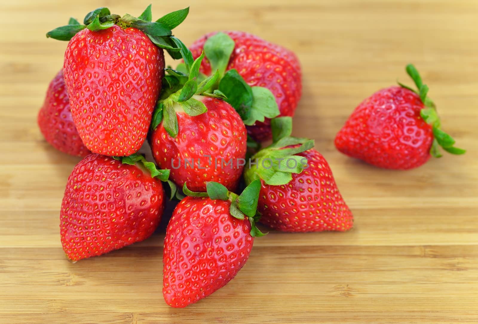 Strawberries on a wooden board