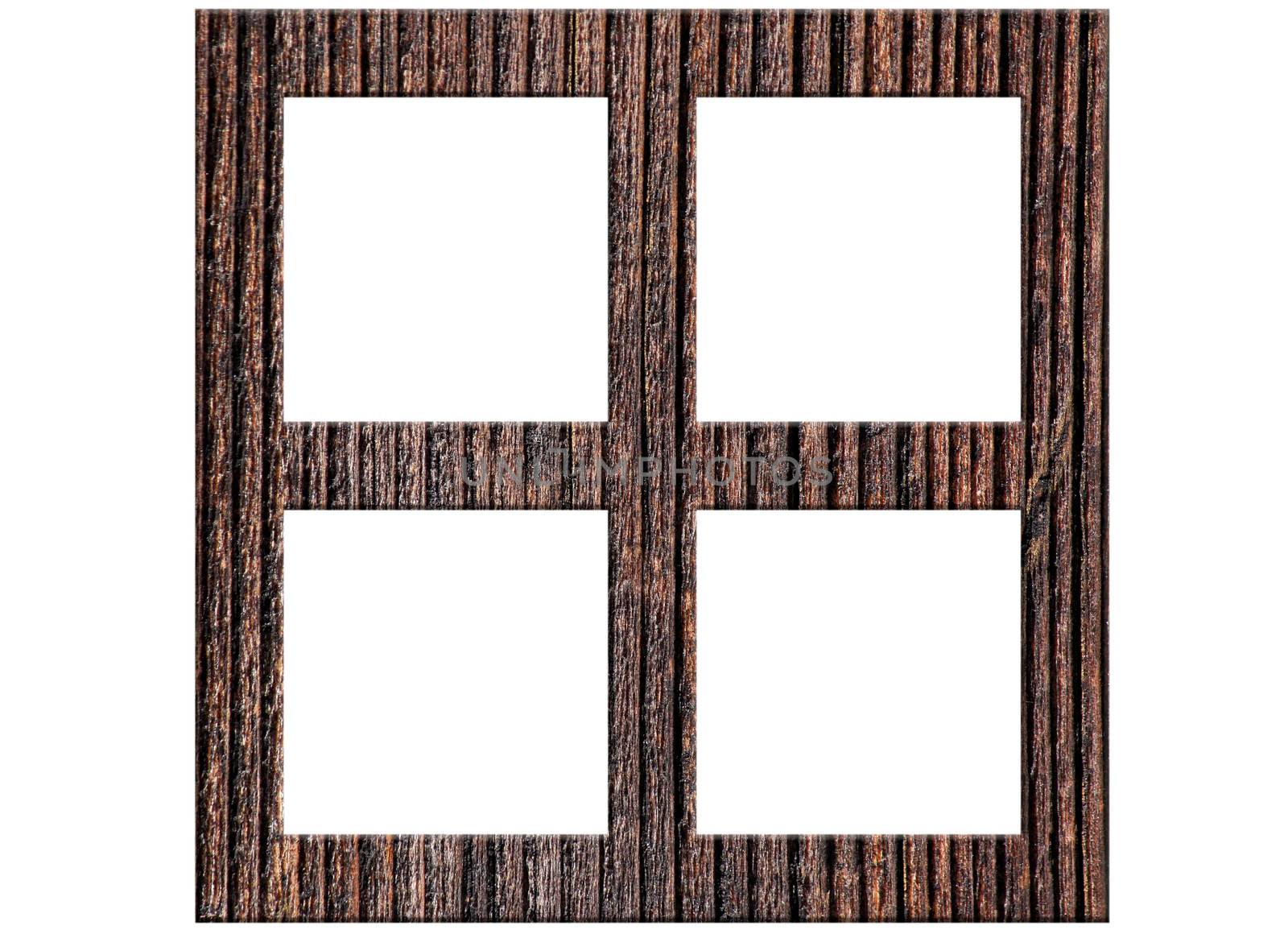 square wooden frame isolated on white