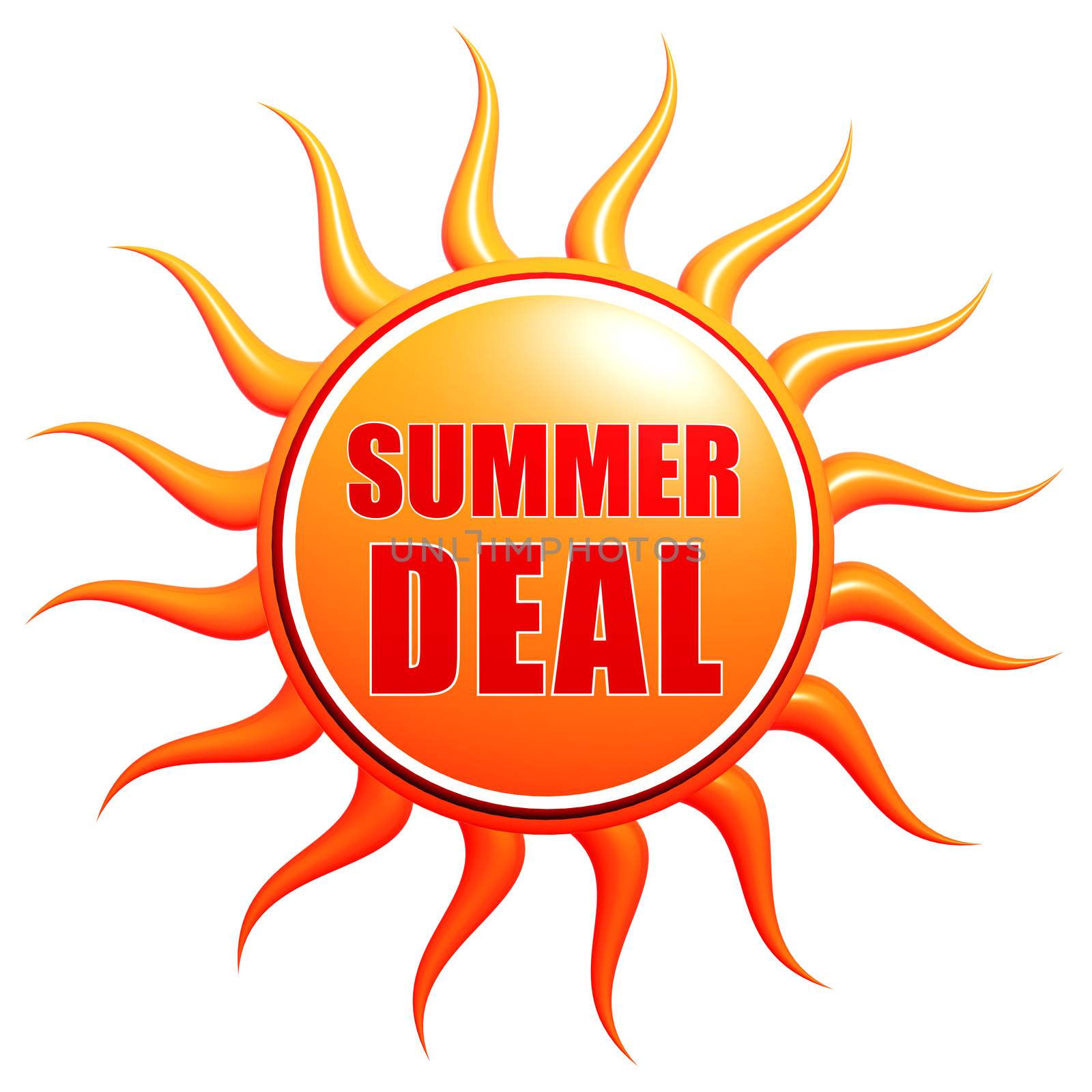 summer deal in 3d sun label by marinini